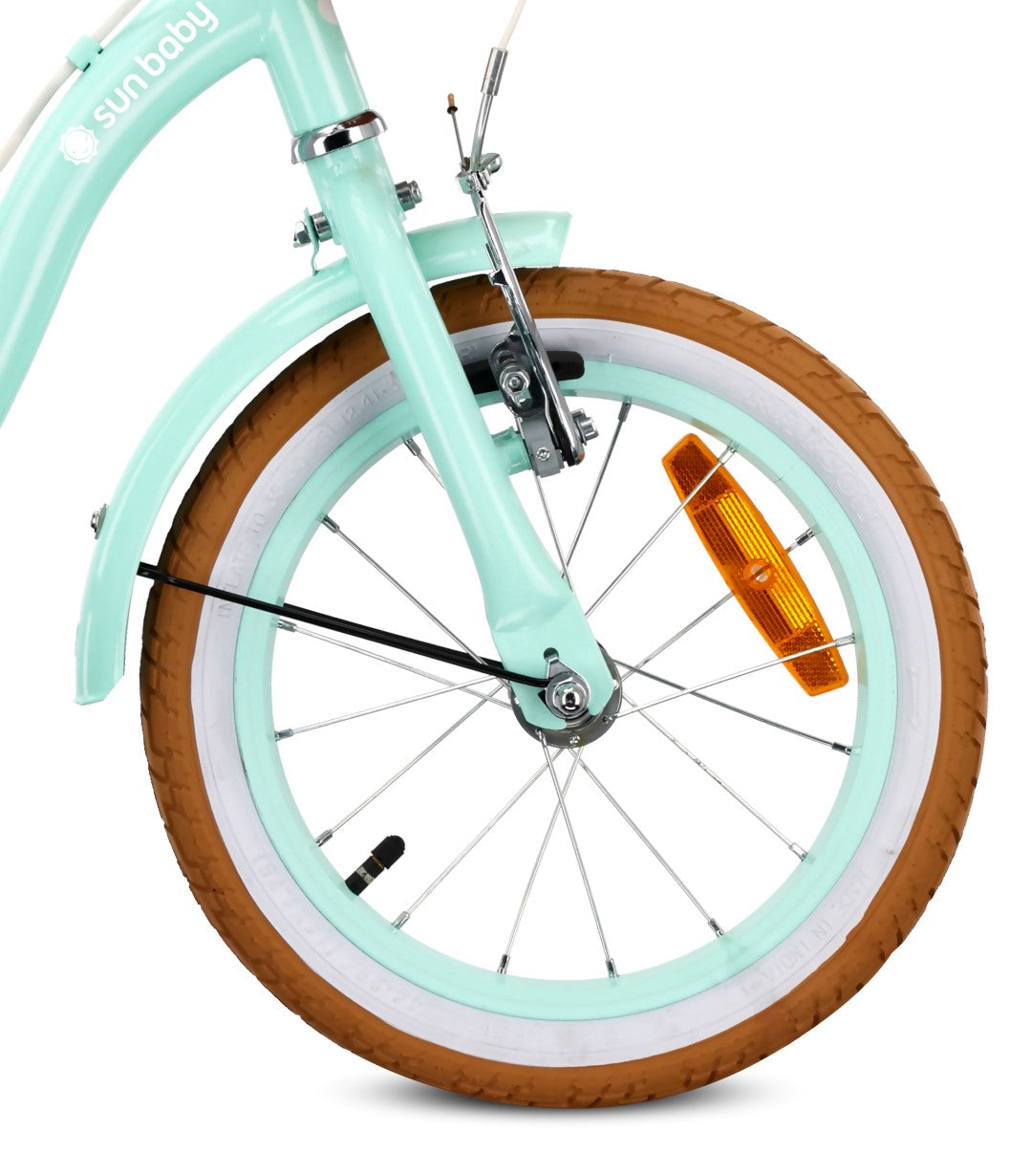 Rower dziecięcy 14 cali dla dziewczynki 3 4 5 lat Pchacz Kółka boczne Koszyk V-brake Flower Retro bike miętowy
