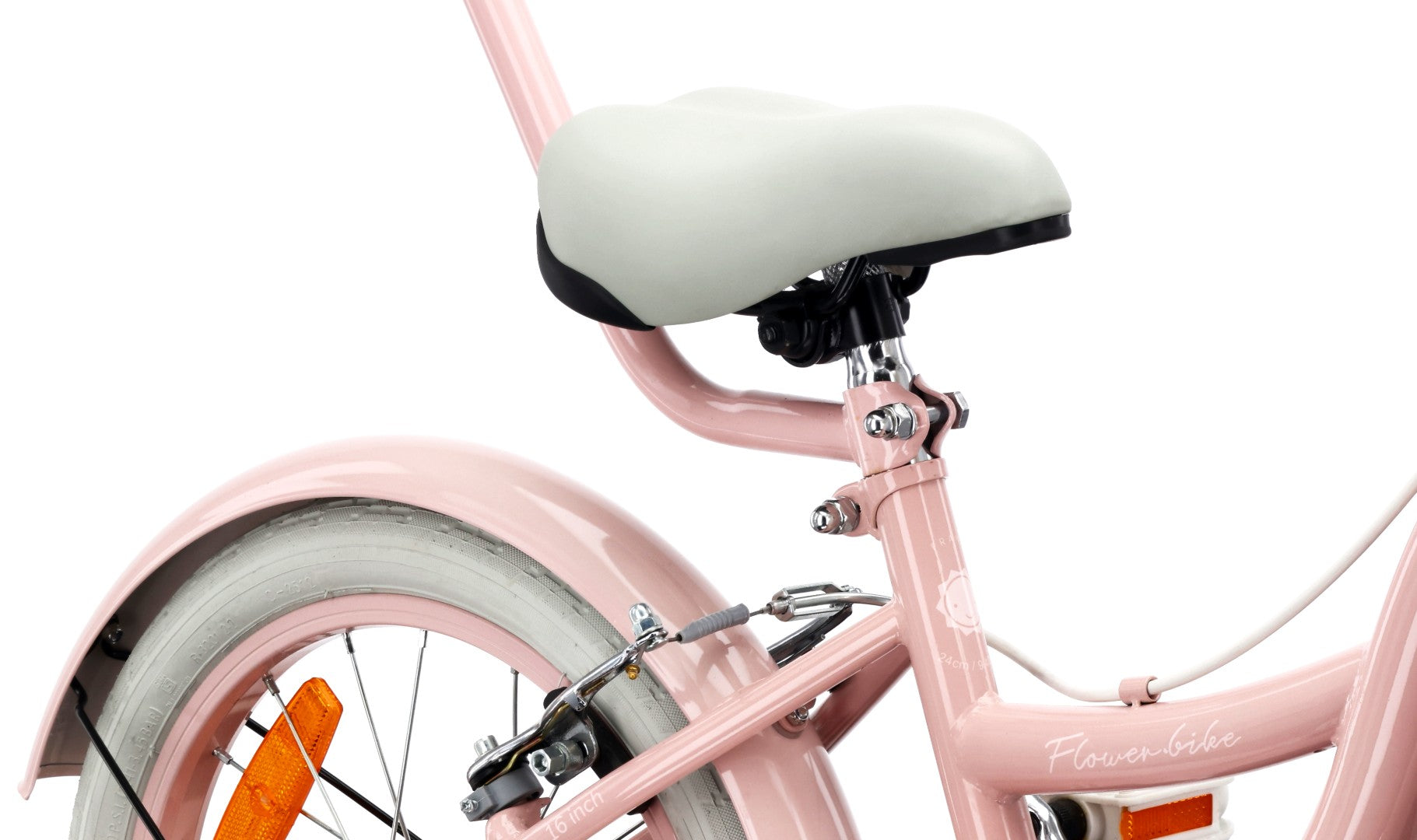 Rower dziecięcy 16 cali dla dziewczynki 4 5 6 lat Pchacz Kółka boczne Koszyk V-brake Flower Retro bike różowy