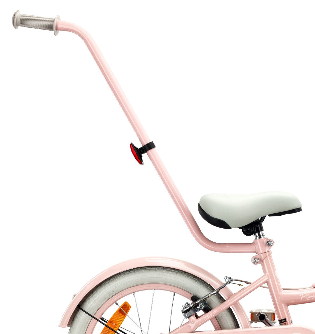 Rower dziecięcy 16 cali dla dziewczynki 4 5 6 lat Pchacz Kółka boczne Koszyk V-brake Flower Retro bike różowy