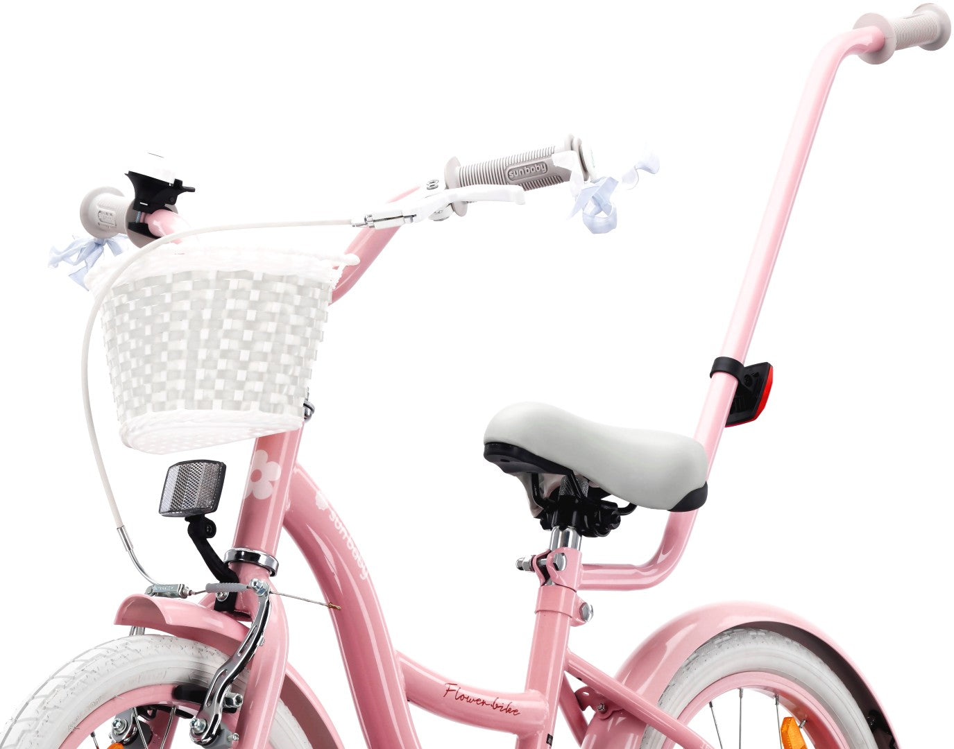 16-Zoll-Mädchenfahrrad Pusher mit Seitenrädern, Blumenrad, rosa