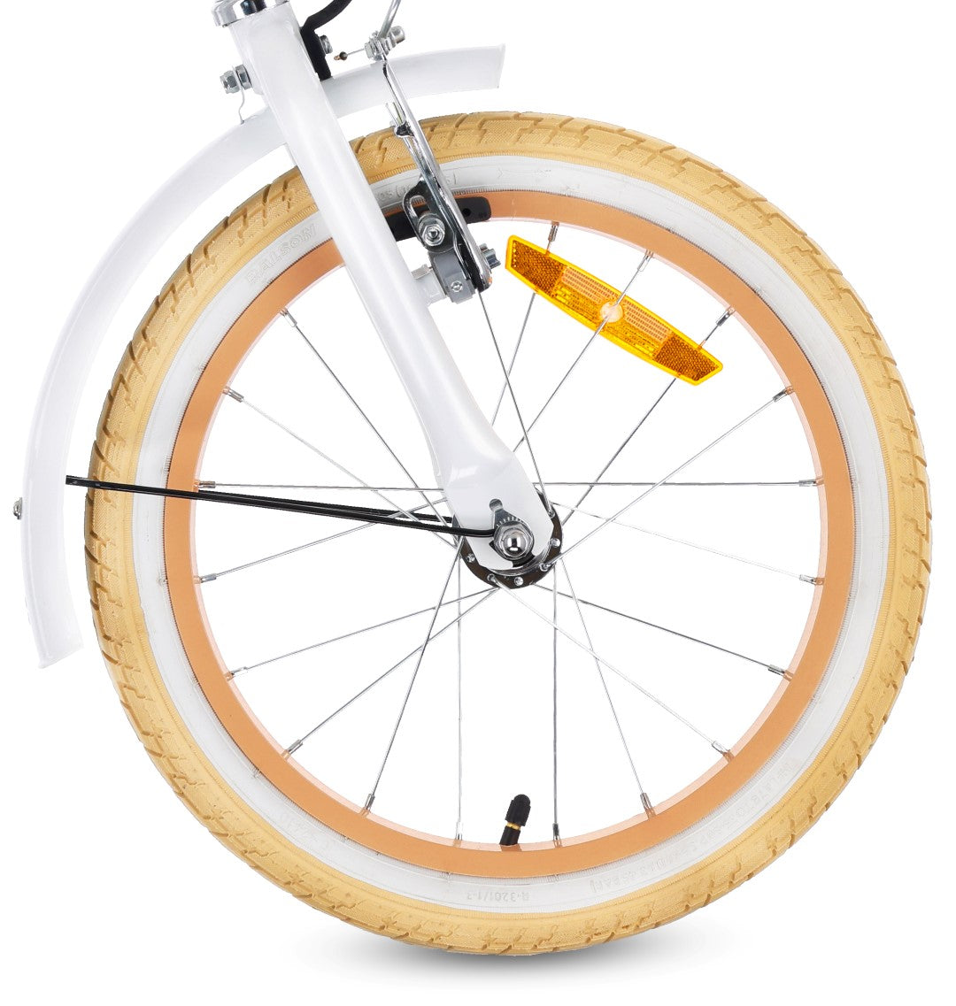 Rower dla dziewczynki 16 cali Pchacz kółka boczne Flower bike Dmuchawiec biało beżowy Sun Baby