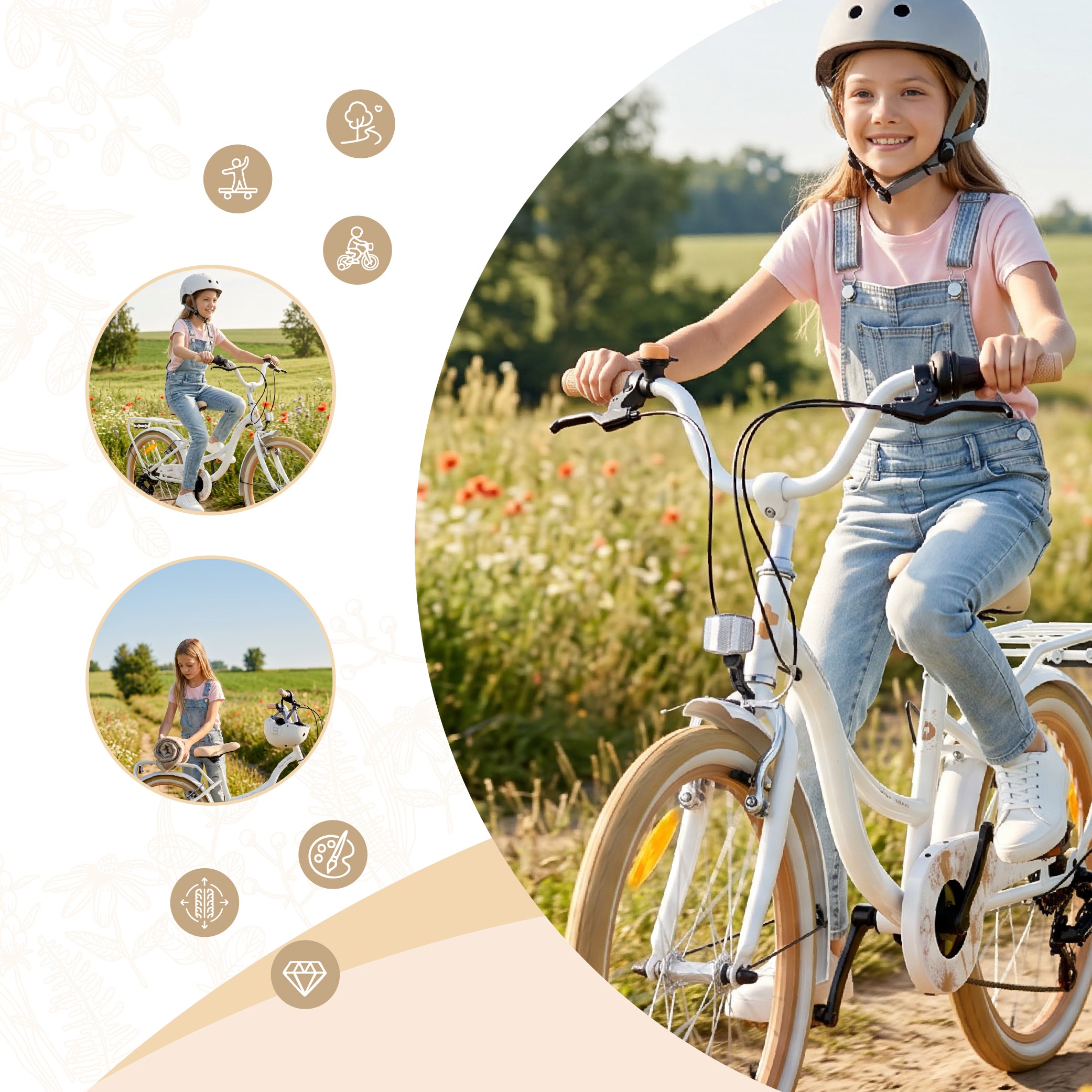 20-Zoll-Mädchenfahrrad, Shimano 6-Gang, Flower Bike Dandelion Sun Baby