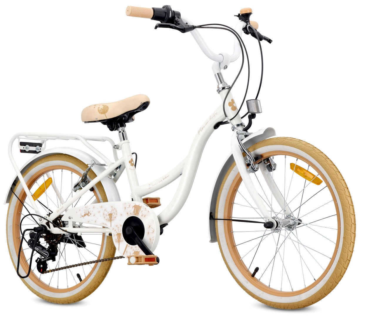 Rower 20 cali dla dziewczynki dziecięcy Shimano 6 biegów Flower Bike Dmuchawiec Sun Baby