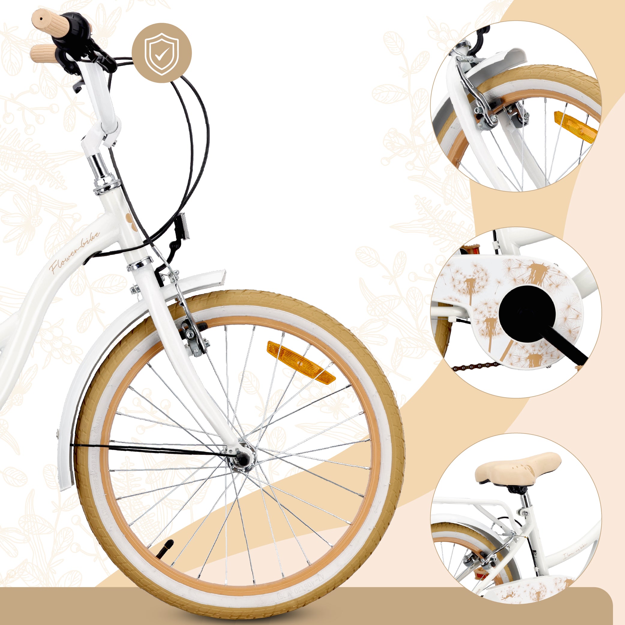 20-Zoll-Mädchenfahrrad, Shimano 6-Gang, Flower Bike Dandelion Sun Baby