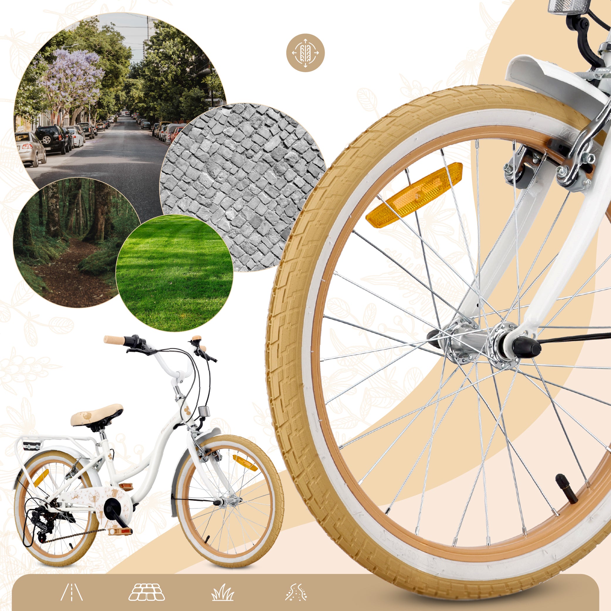 20-Zoll-Mädchenfahrrad, Shimano 6-Gang, Flower Bike Dandelion Sun Baby
