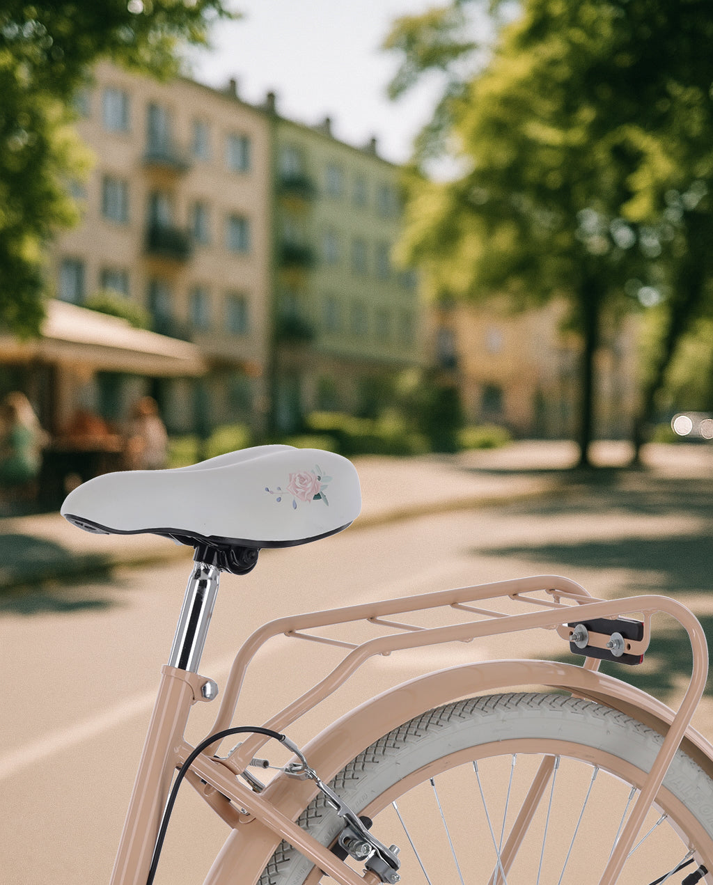 Rower młodzieżowy 24 cale dla dziewczynki miejski na komunię Shimano 7 biegów Flower Bike morelowy Sun Baby
