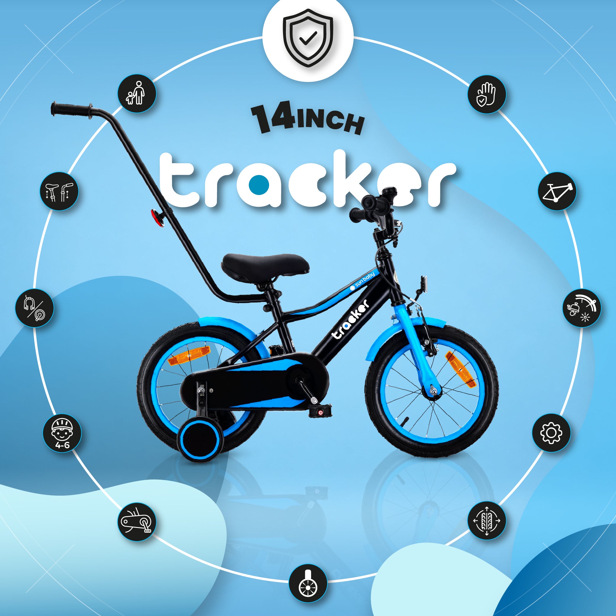 Rower dla chłopca 14 cali Tracker bike neon niebieski