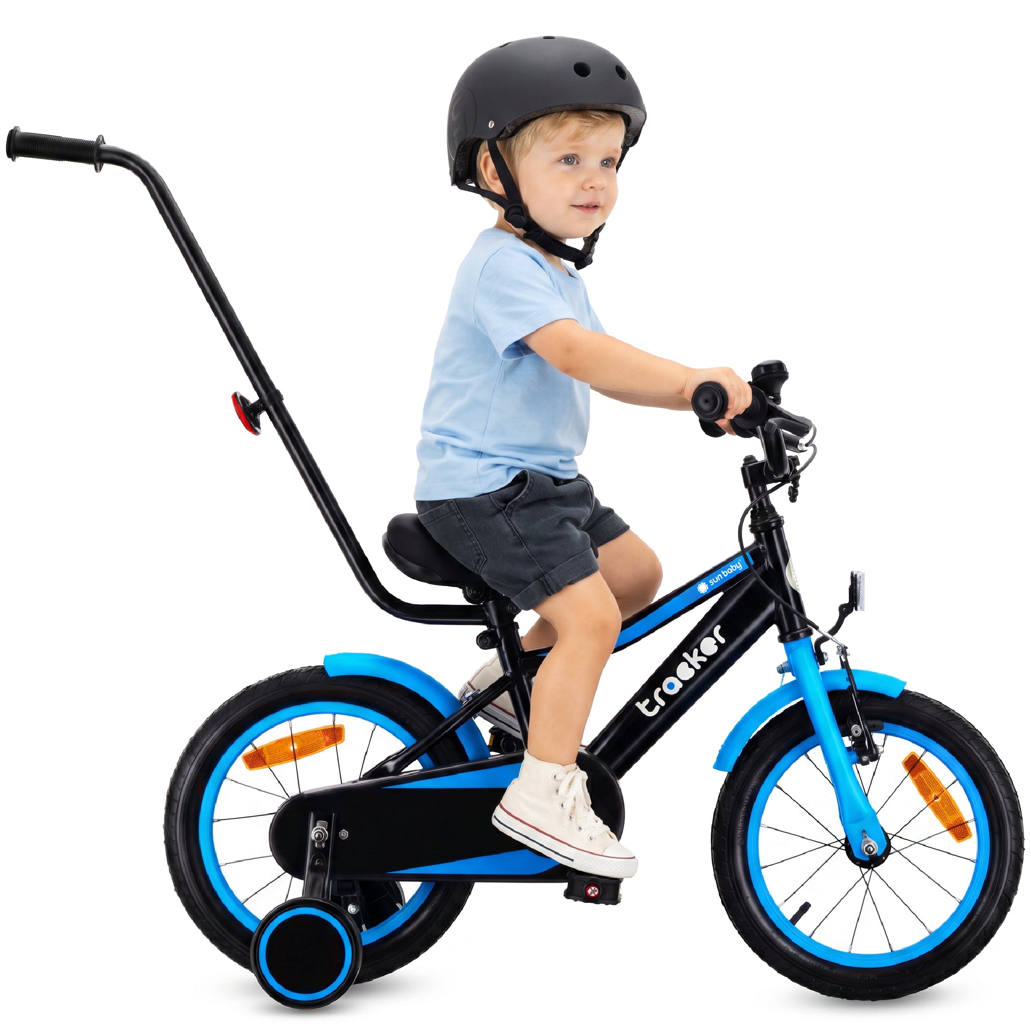 Jungenfahrrad 14 Zoll Tracker-Fahrrad neonblau