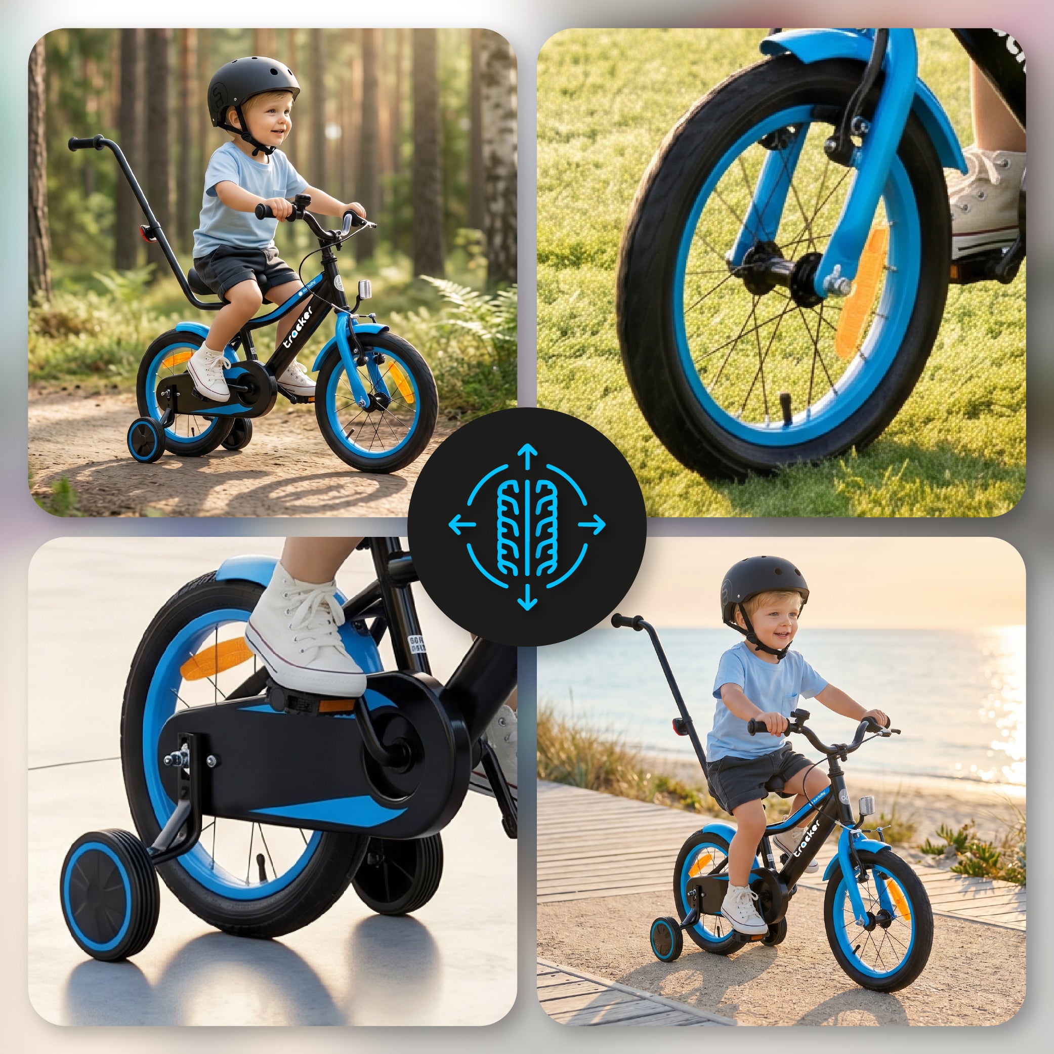 Rower dla chłopca 14 cali Tracker bike neon niebieski