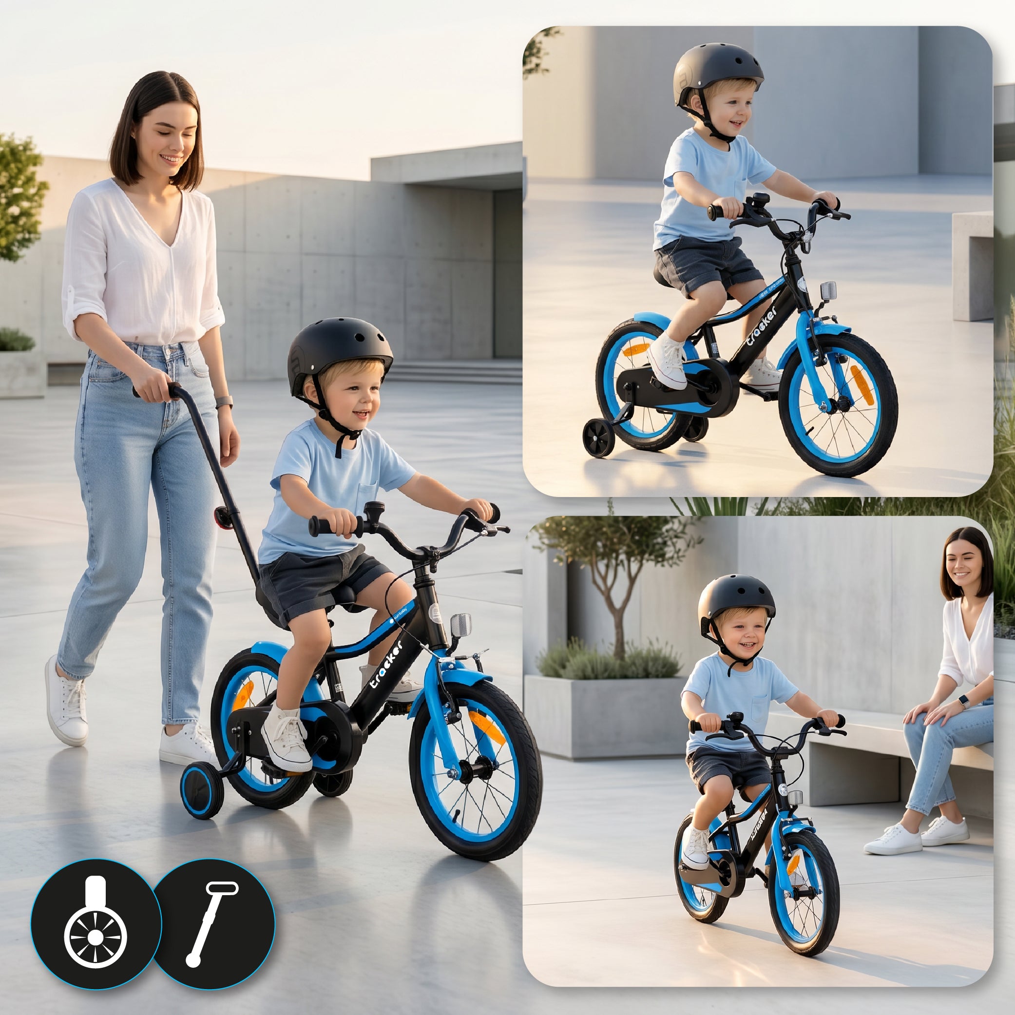 Rower dla chłopca 14 cali Tracker bike neon niebieski