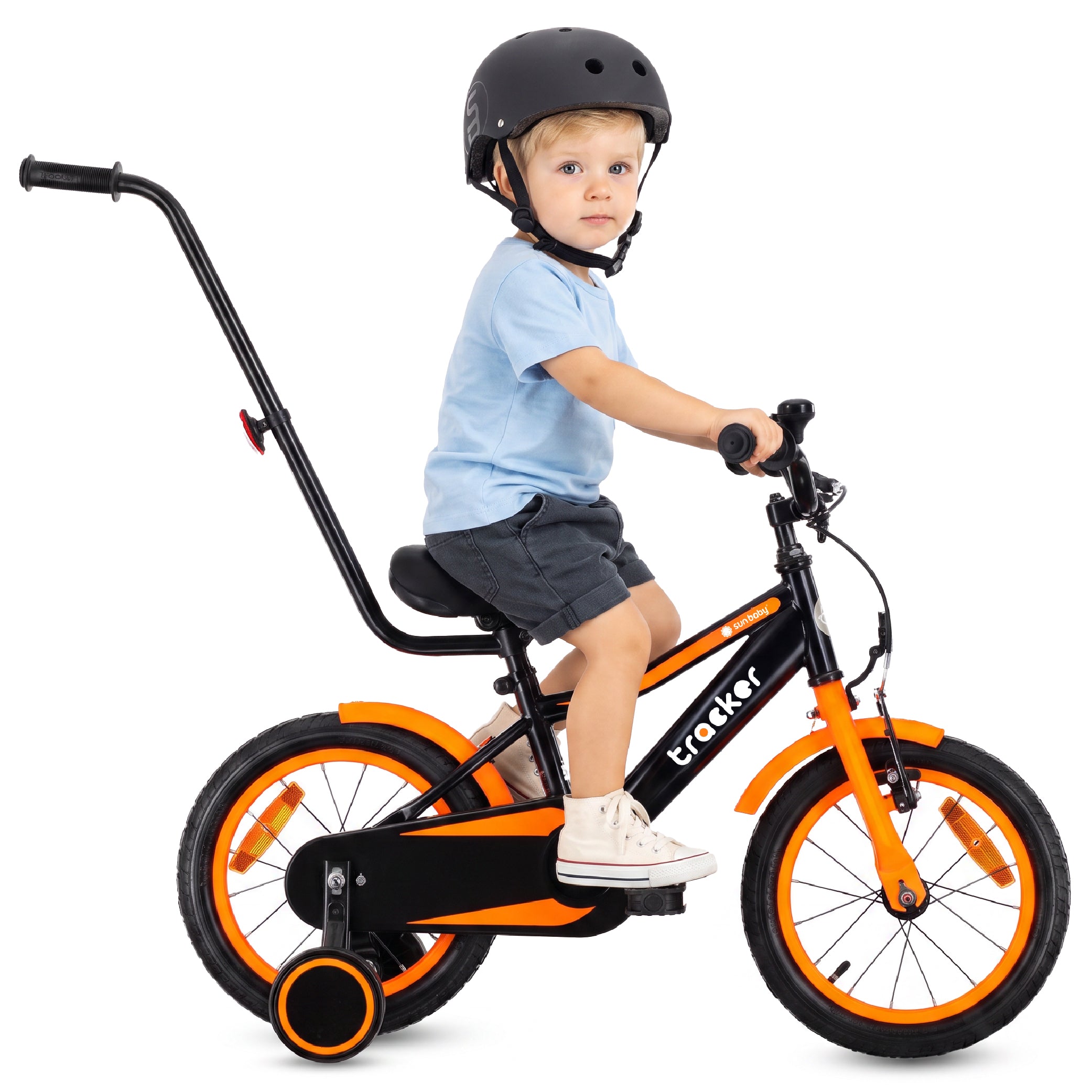 Jungenfahrrad 14 Zoll Tracker-Fahrrad neonorange