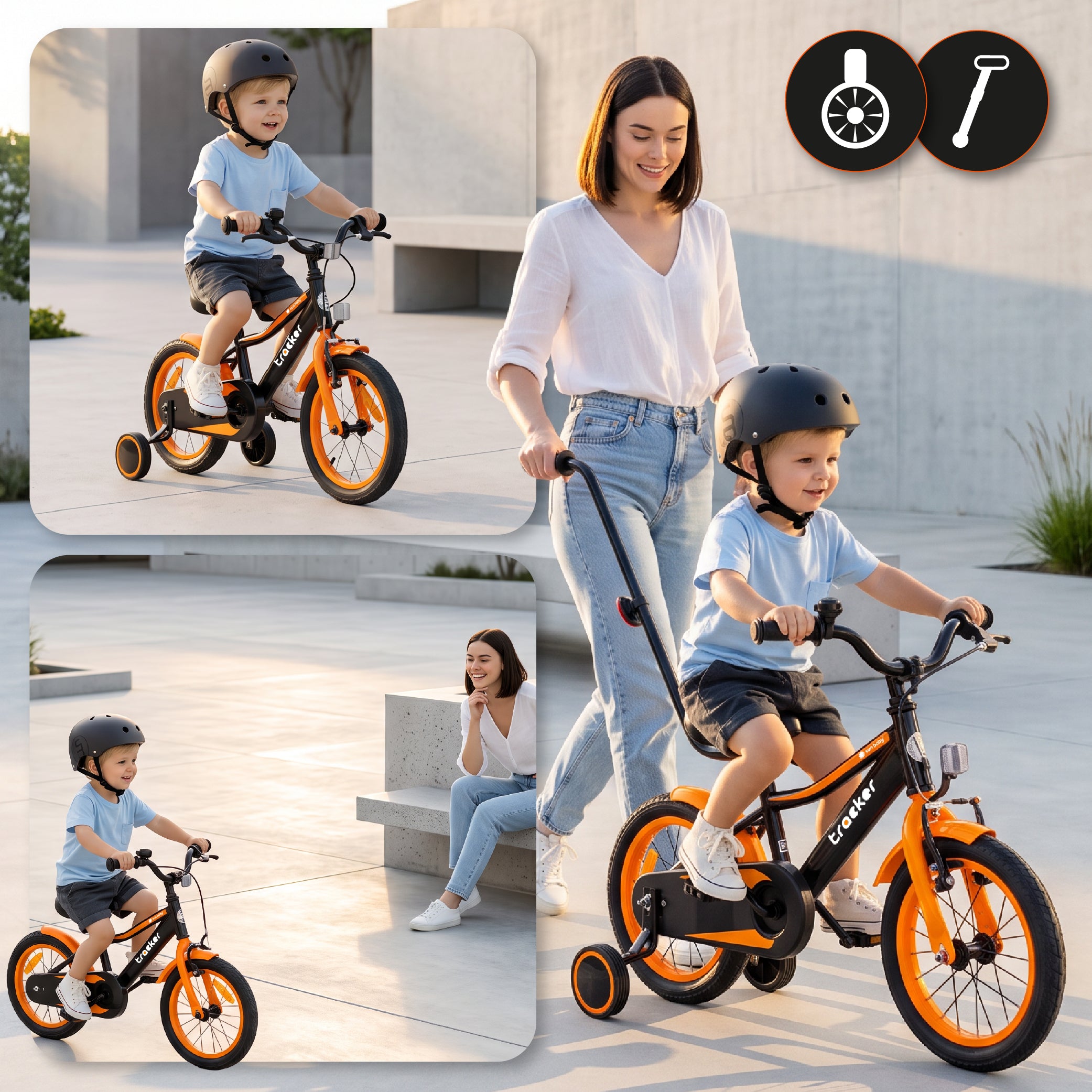 Jungenfahrrad 14 Zoll Tracker-Fahrrad neonorange