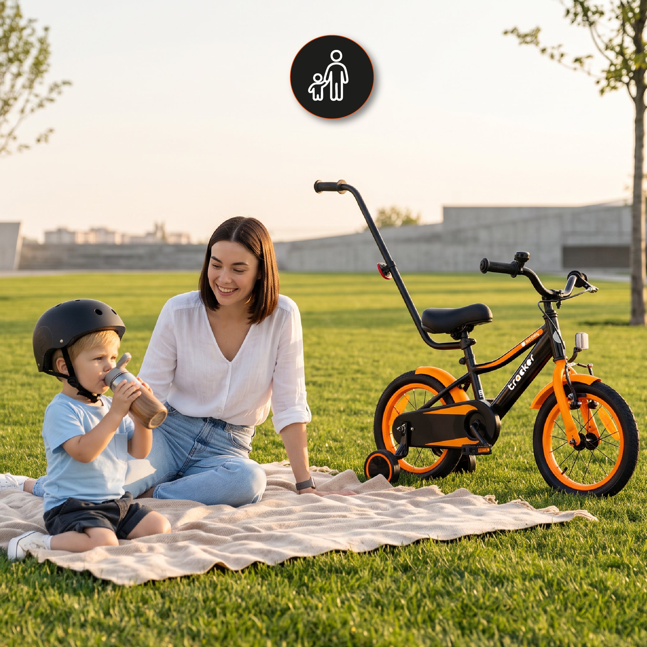 Jungenfahrrad 14 Zoll Tracker-Fahrrad neonorange
