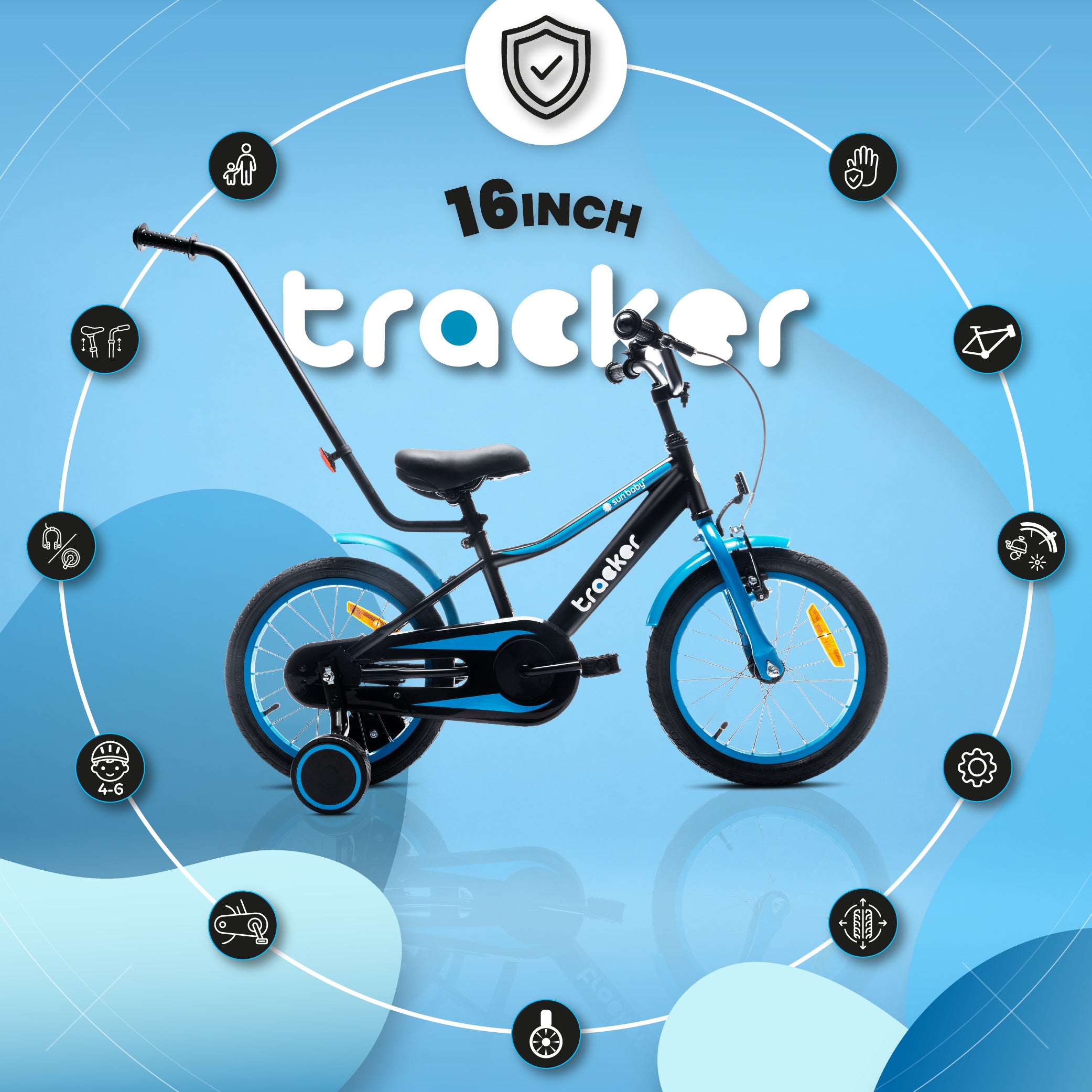 Rower dla chłopca 16 cali Tracker bike neon niebieski