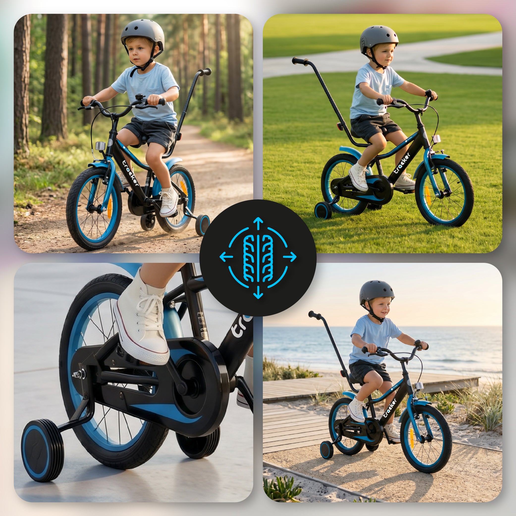 Rower dla chłopca 16 cali Tracker bike neon niebieski