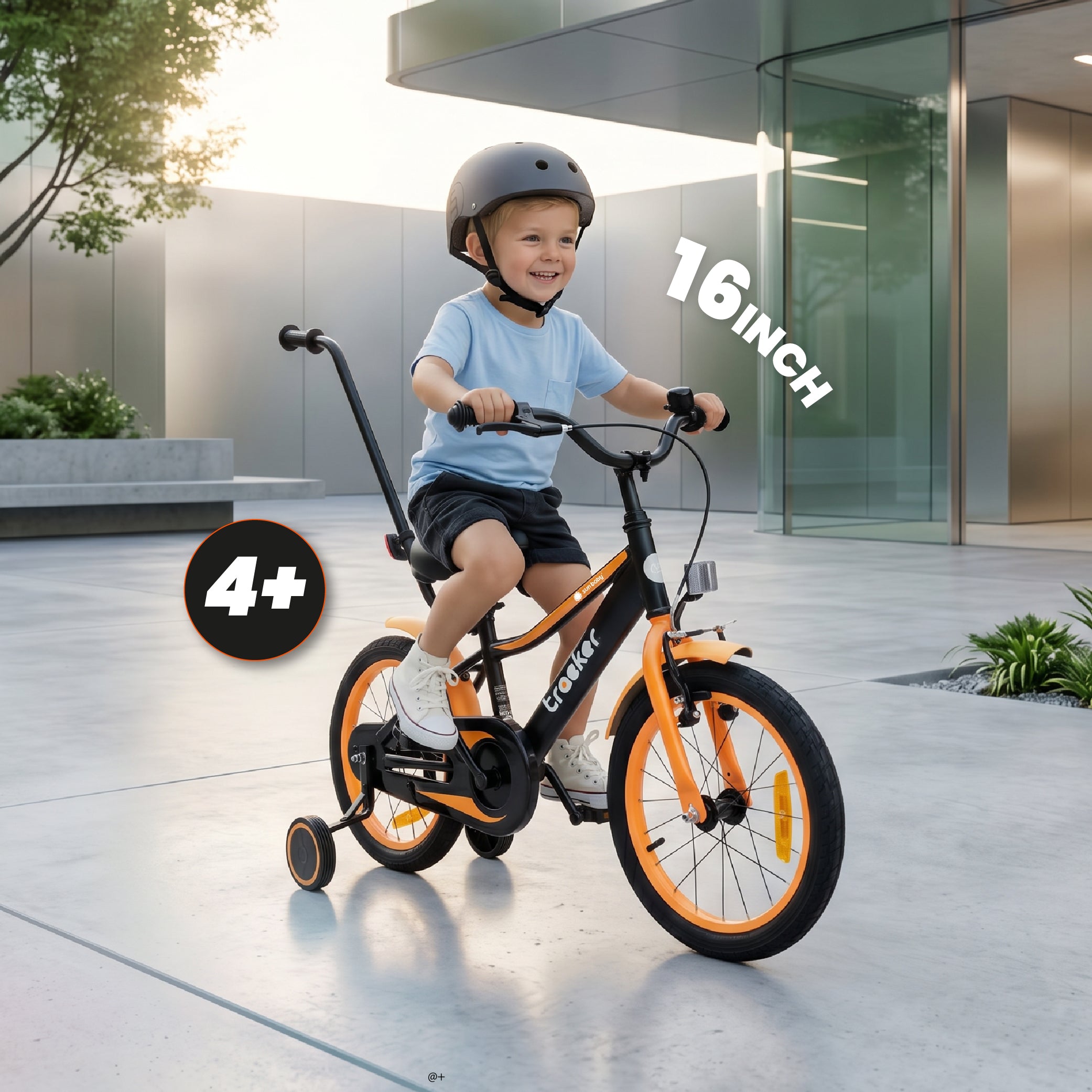 Rower dla chłopca 16 cali Tracker bike neon pomarańczowy