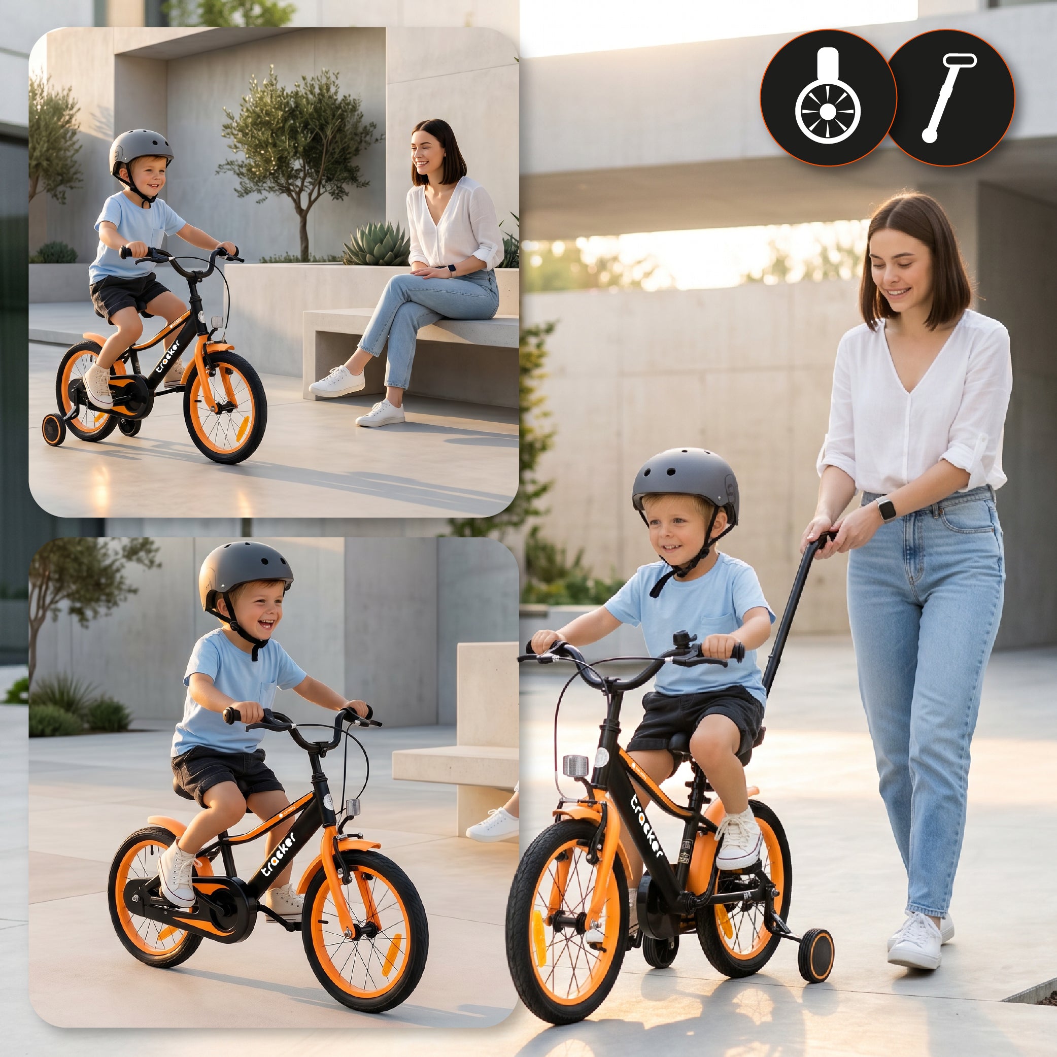 Rower dla chłopca 16 cali Tracker bike neon pomarańczowy