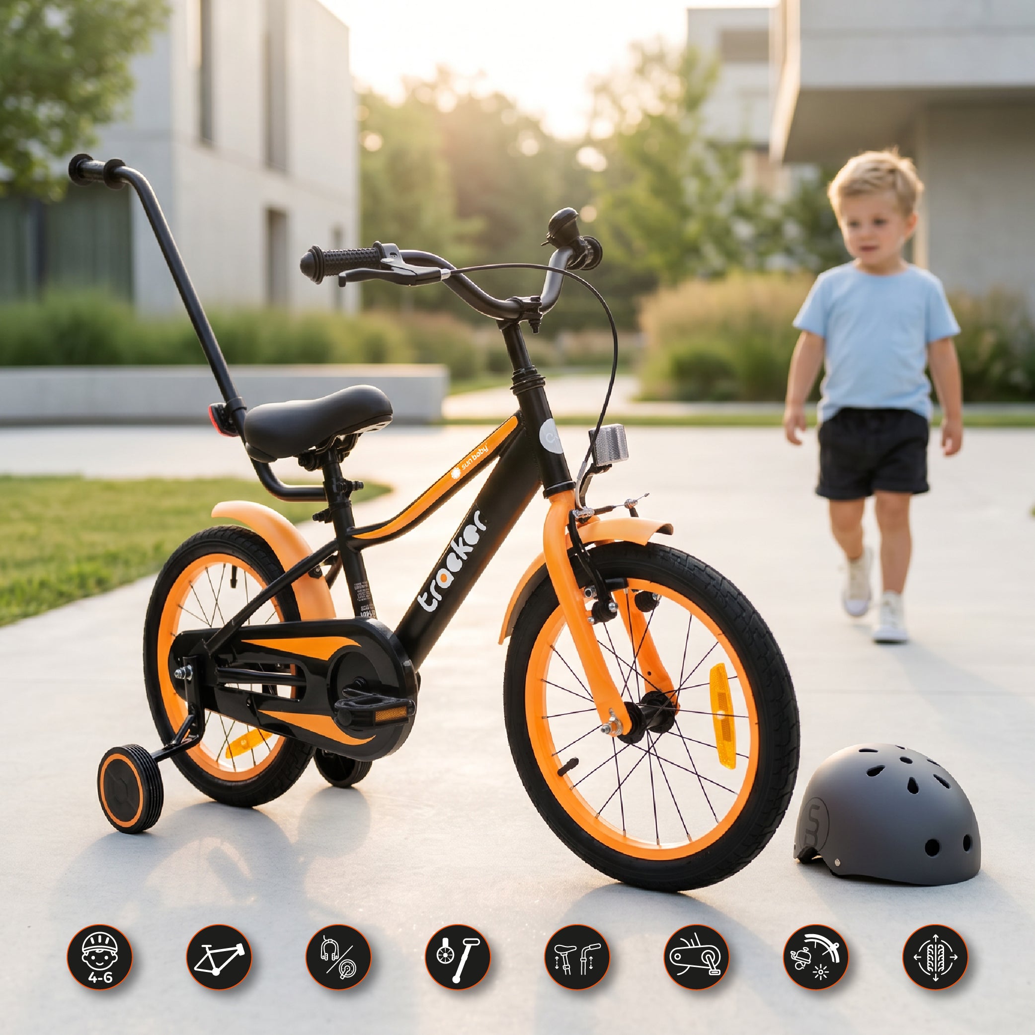 Rower dla chłopca 16 cali Tracker bike neon pomarańczowy