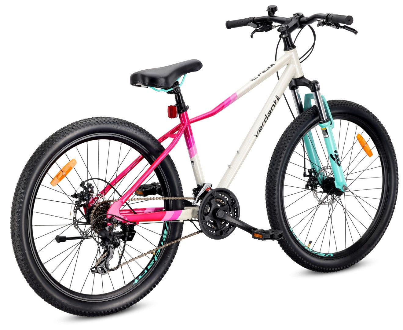 Rower górski 26 cali MTB Shimano 21 biegów Amortyzator tarczowe Stopka Verdant Calix biały różowy mięta