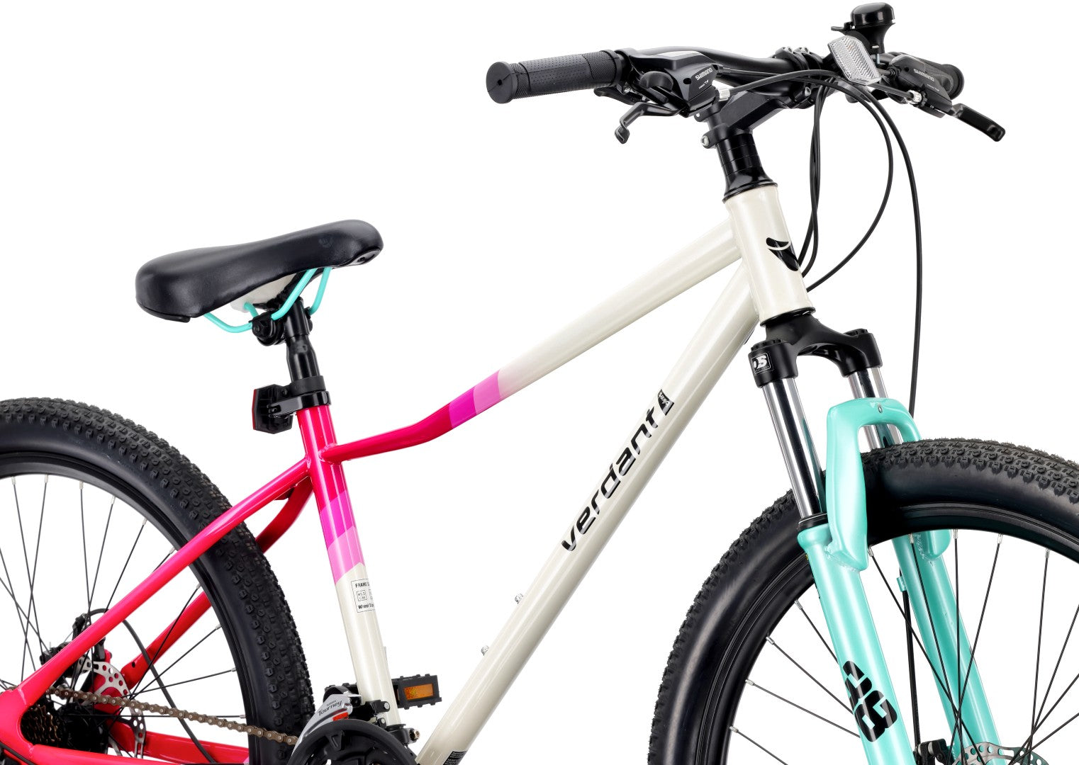 Rower górski 26 cali MTB Shimano 21 biegów Amortyzator tarczowe Stopka Verdant Calix biały różowy mięta