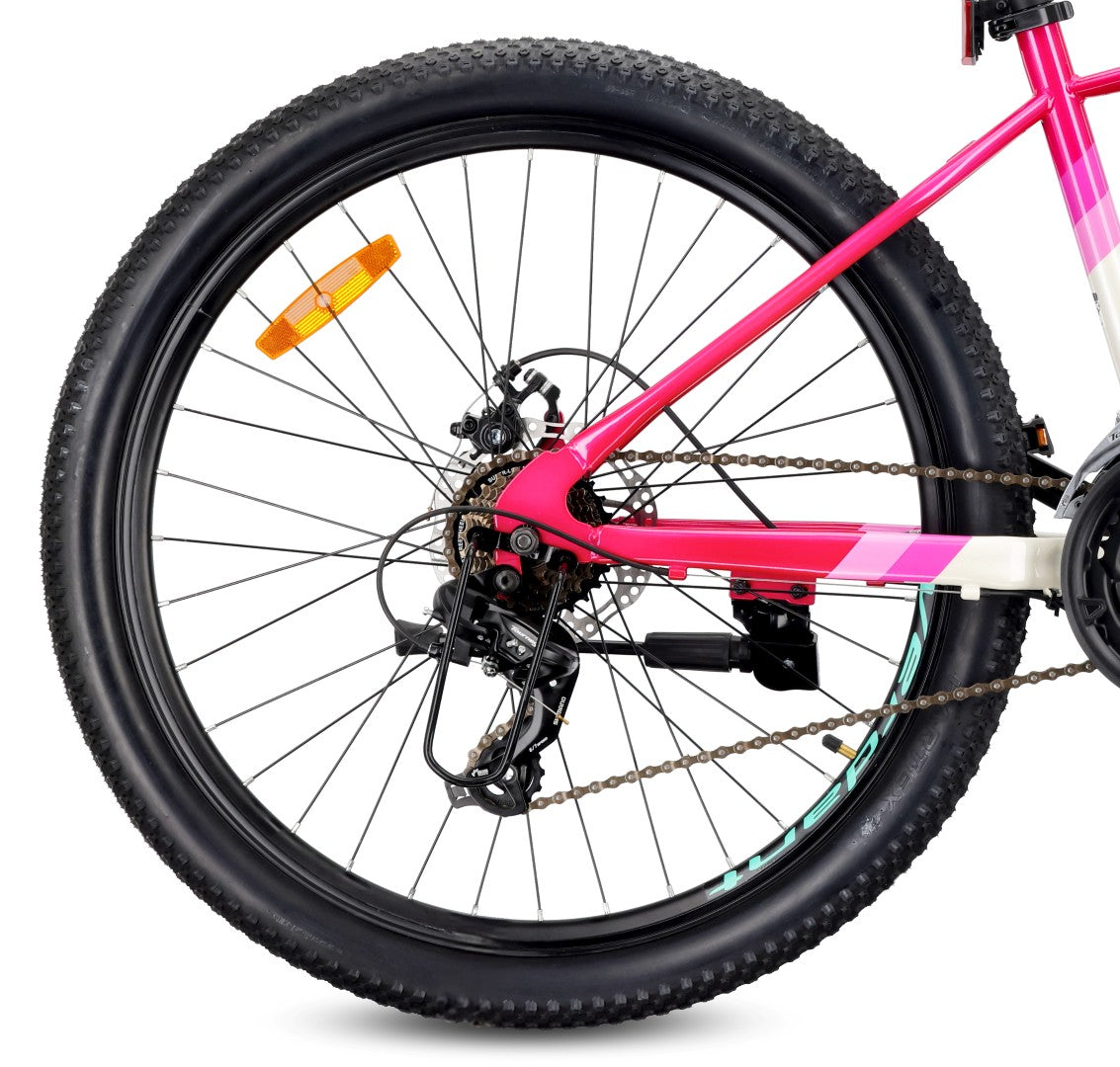 Rower górski 26 cali MTB Shimano 21 biegów Amortyzator tarczowe Stopka Verdant Calix biały różowy mięta