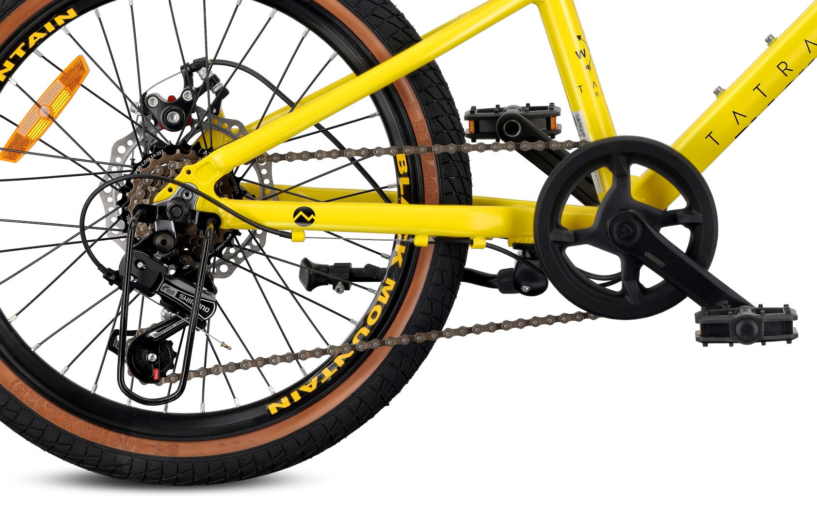 Rower dziecięcy 20 cali dla chłopca dziewczynki MTB Shimano 6 biegów lekki aluminiowy Tatra Bikes żółty