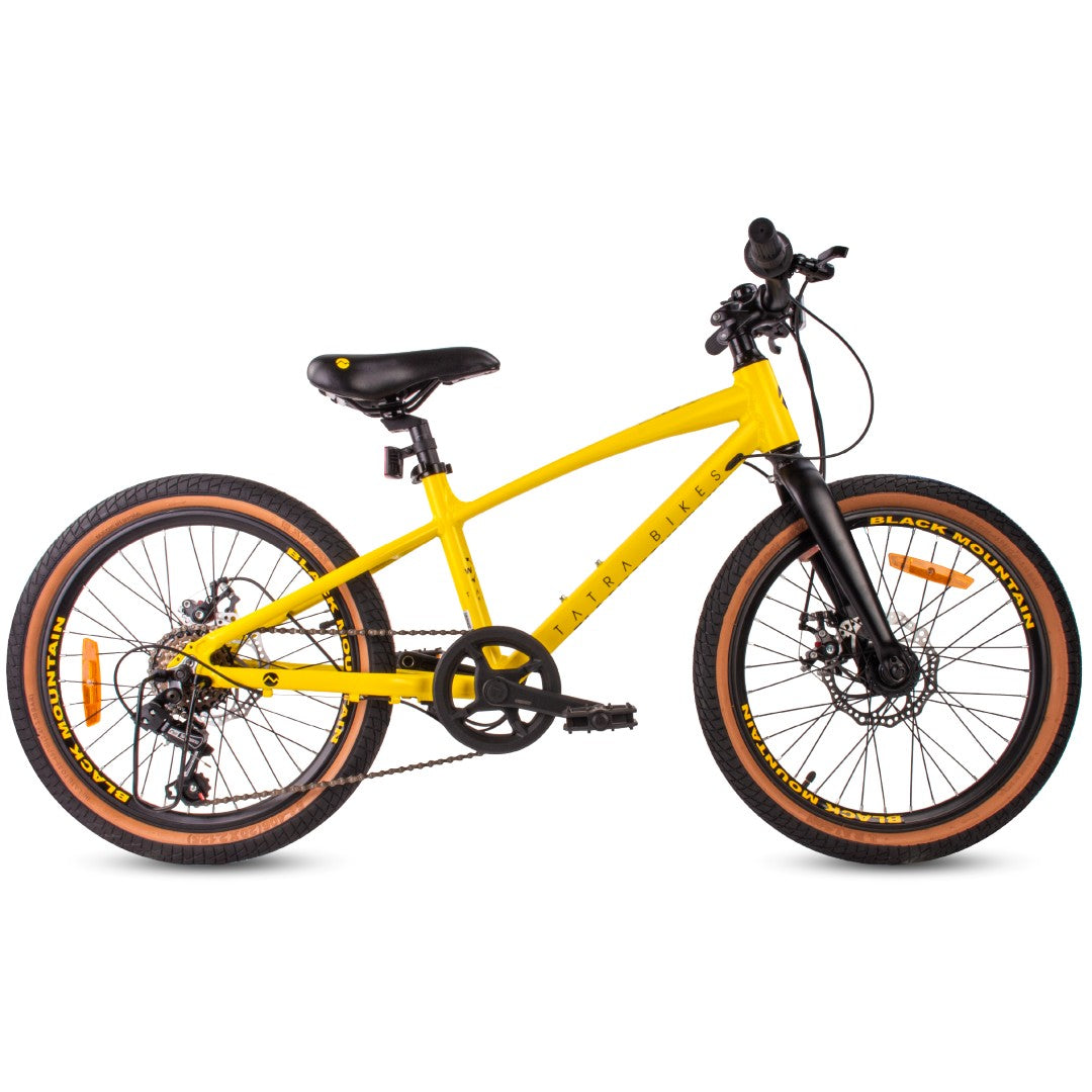 20 inch children's bike for boys and girls MTB Shimano 6 speeds lightweight aluminum Tatra Bikes yellow