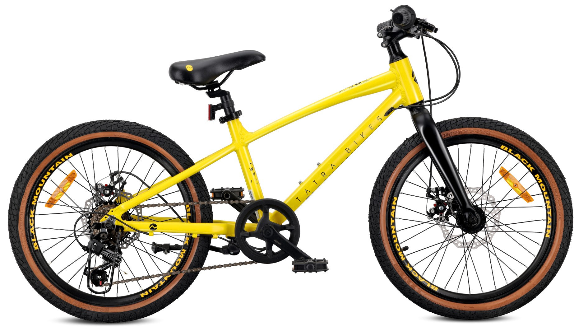 Rower dziecięcy 20 cali dla chłopca dziewczynki MTB Shimano 6 biegów lekki aluminiowy Tatra Bikes żółty