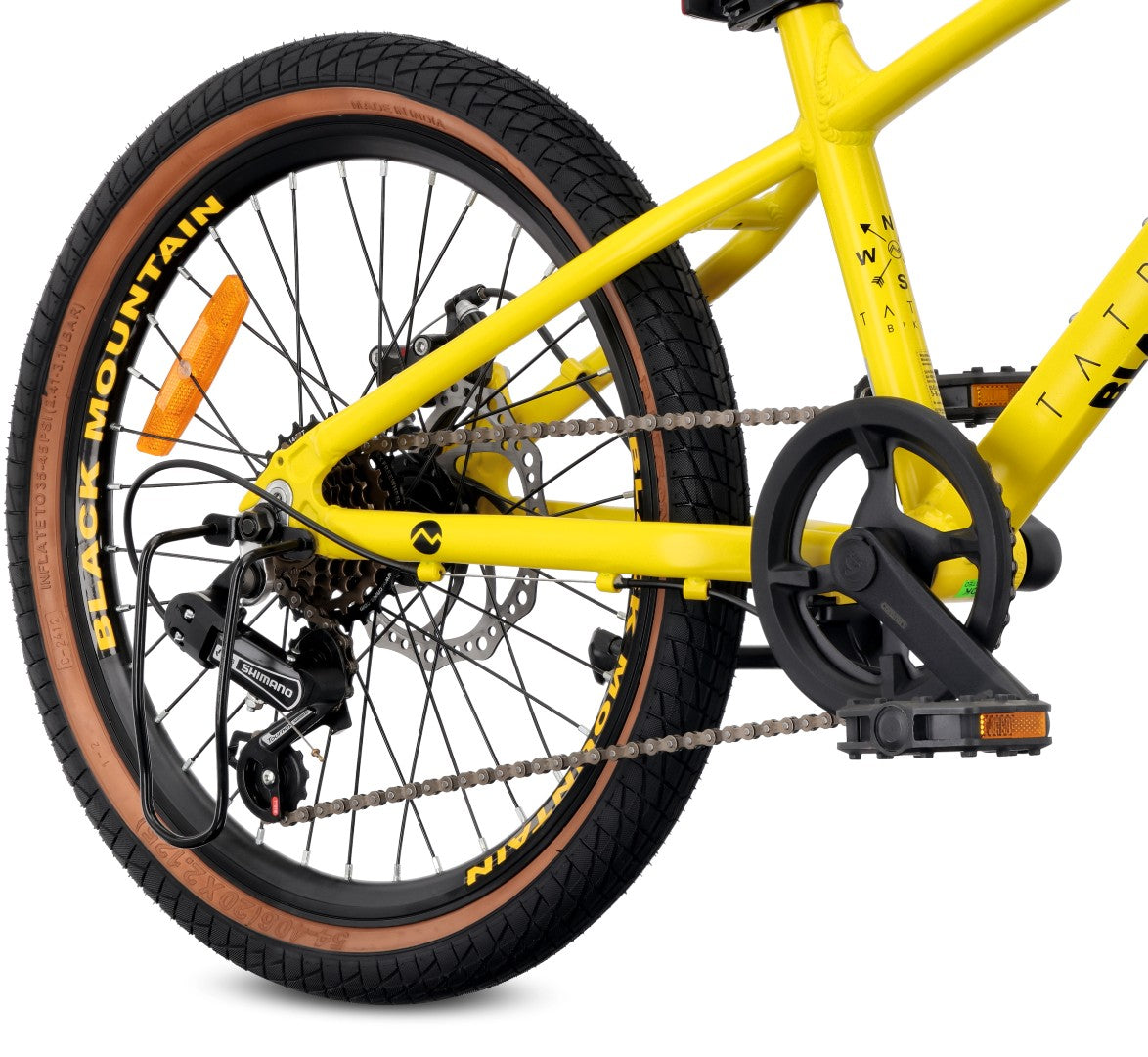 Rower dziecięcy 20 cali dla chłopca dziewczynki MTB Shimano 6 biegów lekki aluminiowy Tatra Bikes żółty