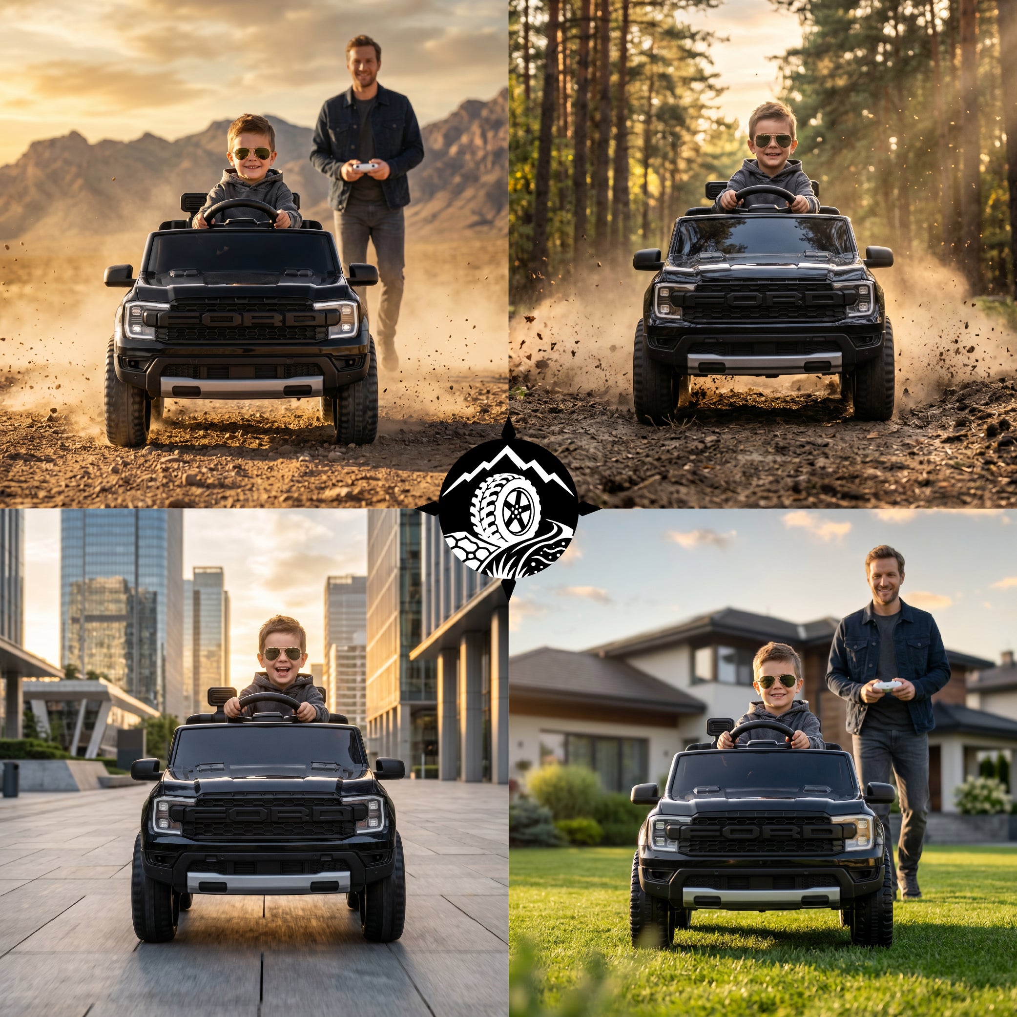 Ford Raptor Auto na Akumulator dla Dzieci SUV Jeździk Elektryczny Pilot LED MP3 Czarny