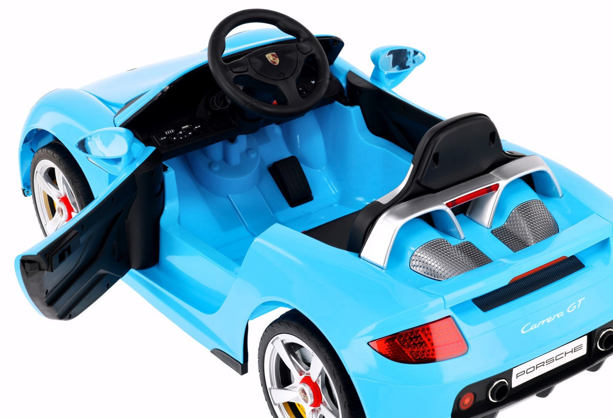 Sun Baby auto na akumulator Porsche Carrera GT Cabrio 12V, pilot, MP3, 2 silniki 390, niebieskie