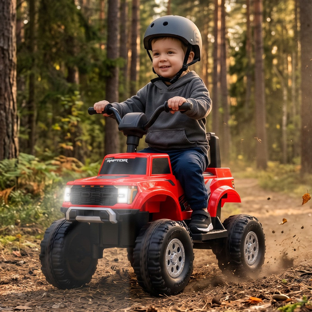 Ford Raptor F150 Jeździk Elektryczny dla Dzieci na Akumulator 12V Samochód Auto Terenowe Czerwony Sun Baby