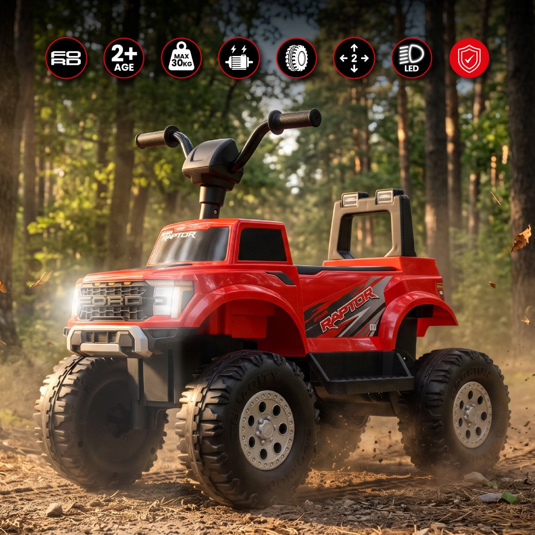 Ford Raptor F150 Jeździk Elektryczny dla Dzieci na Akumulator 12V Samochód Auto Terenowe Czerwony Sun Baby