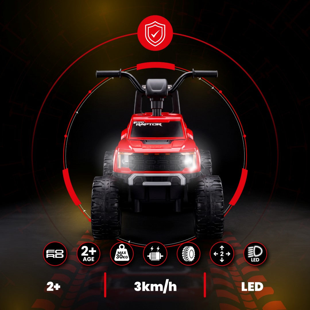 Ford Raptor F150 Jeździk Elektryczny dla Dzieci na Akumulator 12V Samochód Auto Terenowe Czerwony Sun Baby