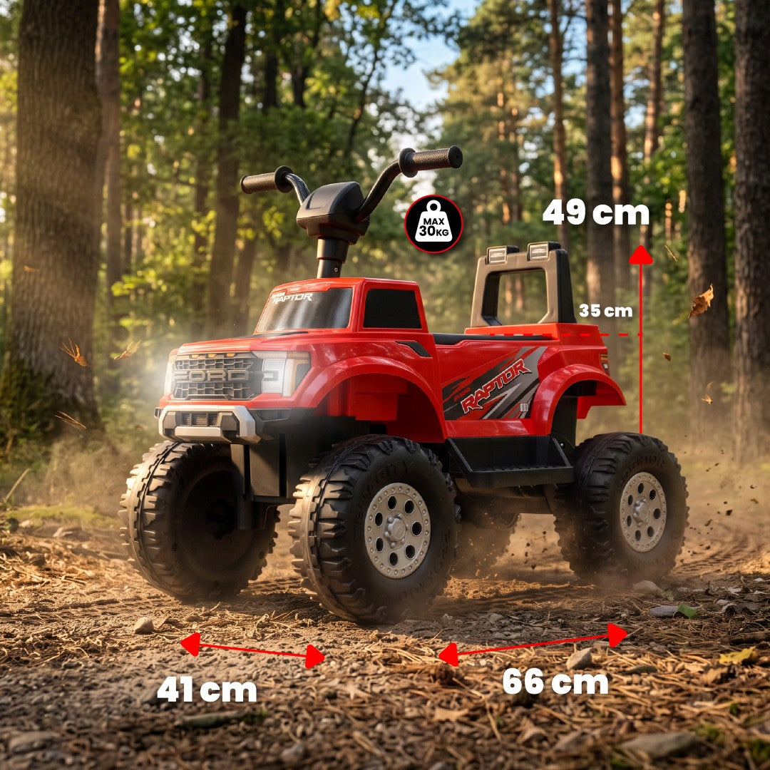 Ford Raptor F150 Jeździk Elektryczny dla Dzieci na Akumulator 12V Samochód Auto Terenowe Czerwony Sun Baby