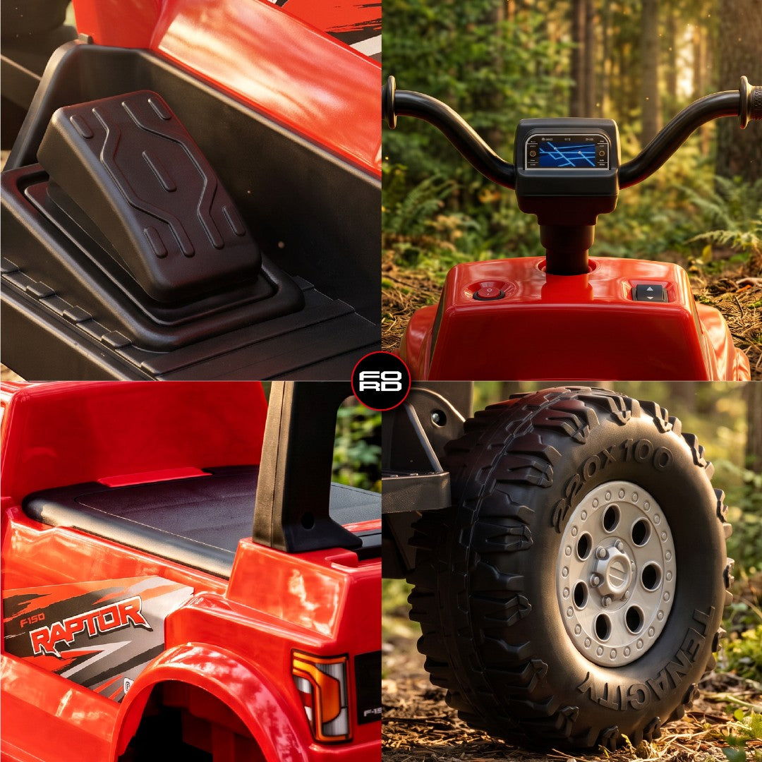 Ford Raptor F150 Jeździk Elektryczny dla Dzieci na Akumulator 12V Samochód Auto Terenowe Czerwony Sun Baby