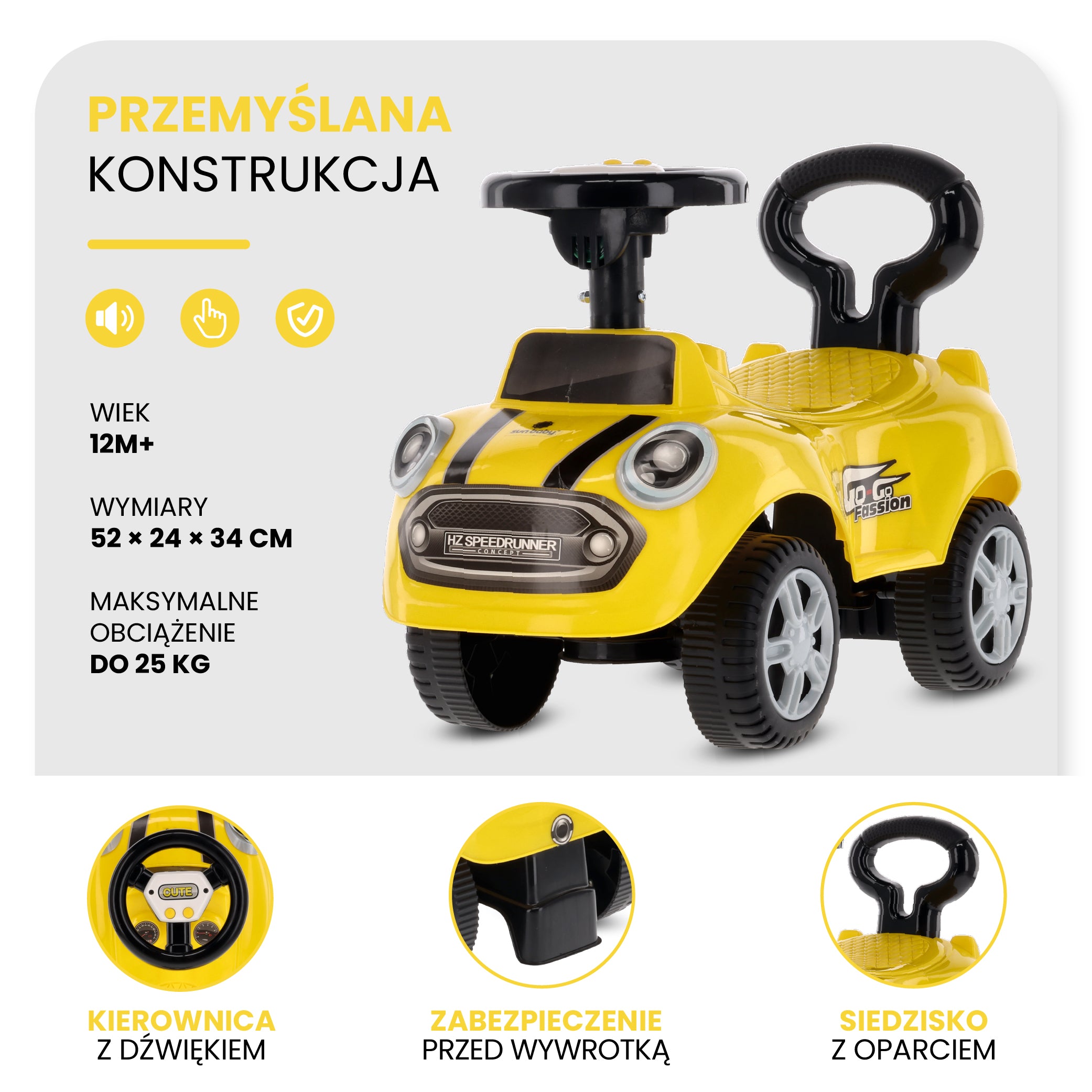 Ride-on car pusher GO GO Fassion yellow