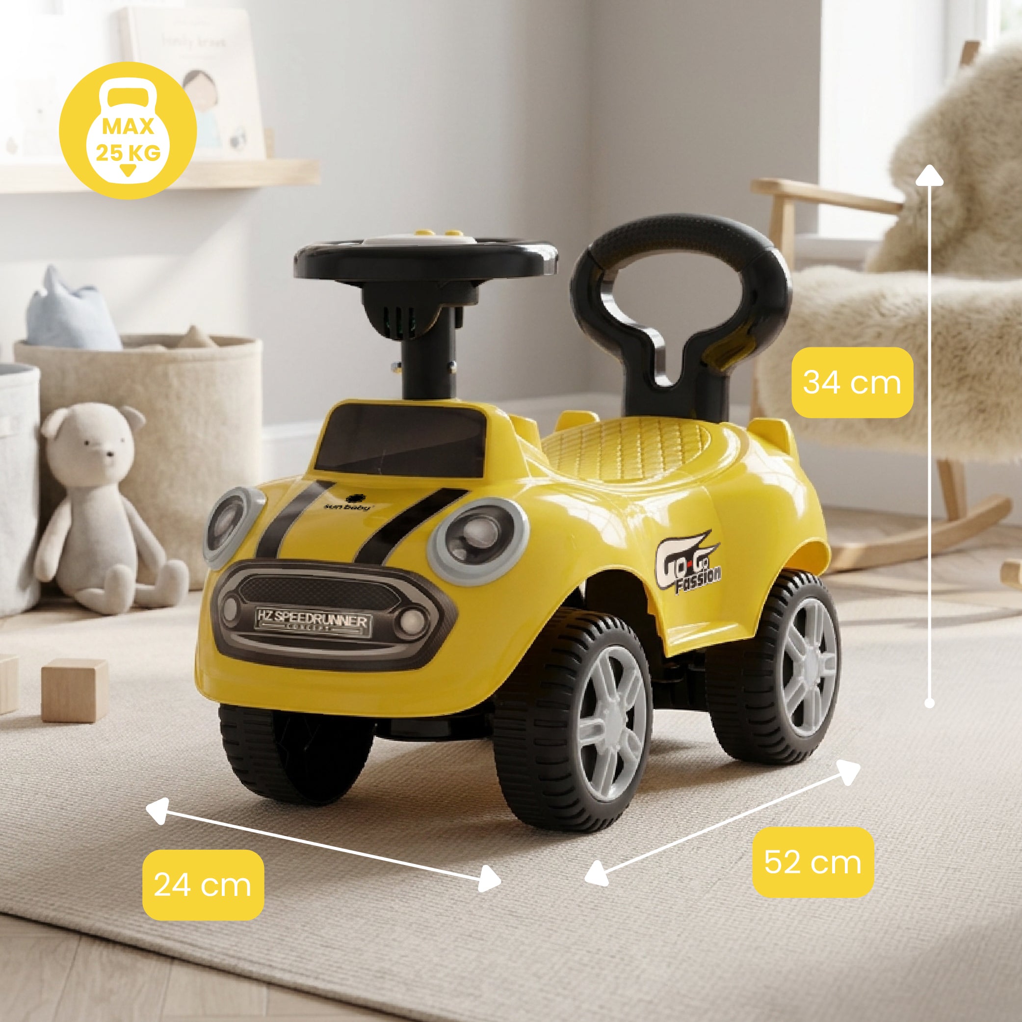 Ride-on car pusher GO GO Fassion yellow