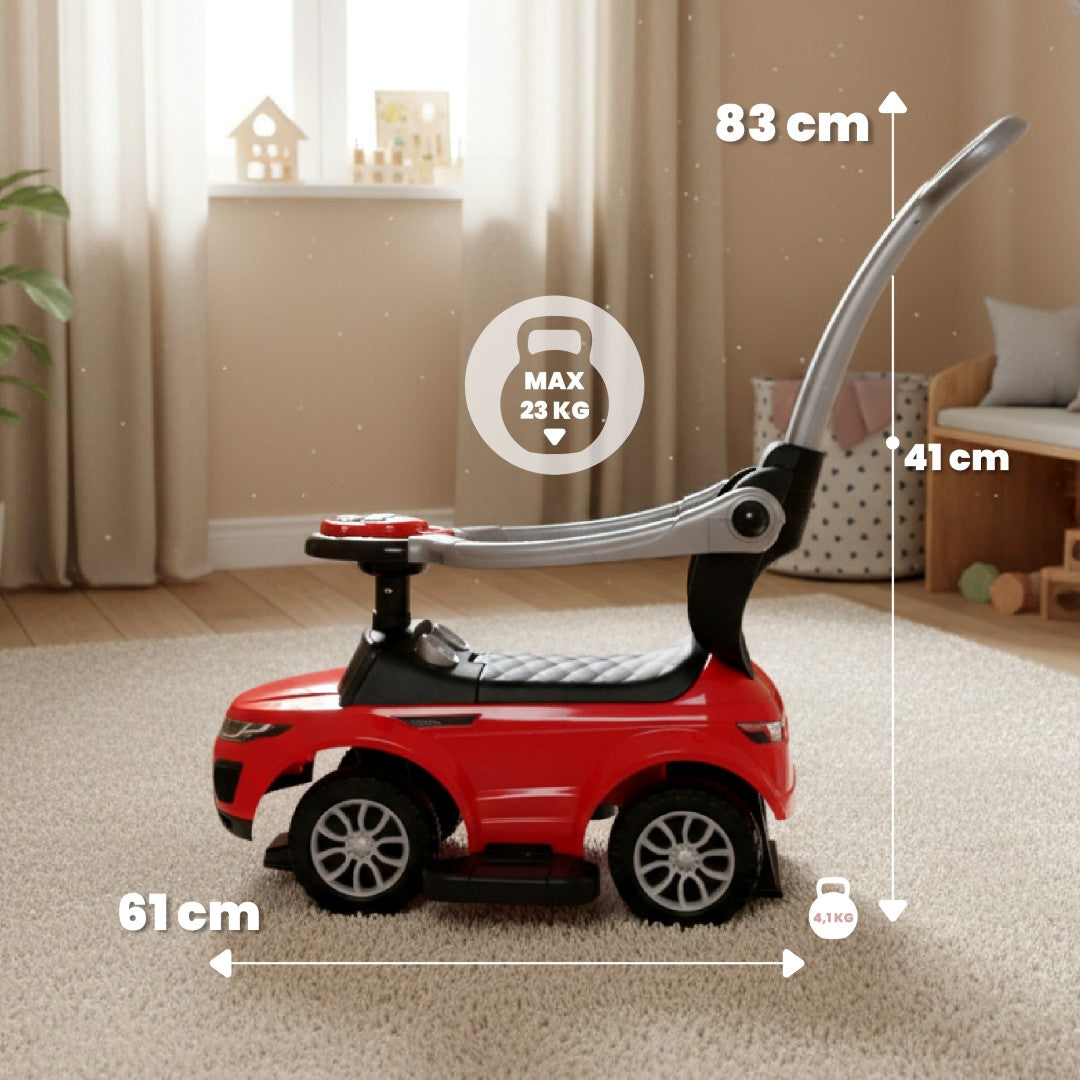 Ride-on pusher baby walker with handle and clamp Sport car red