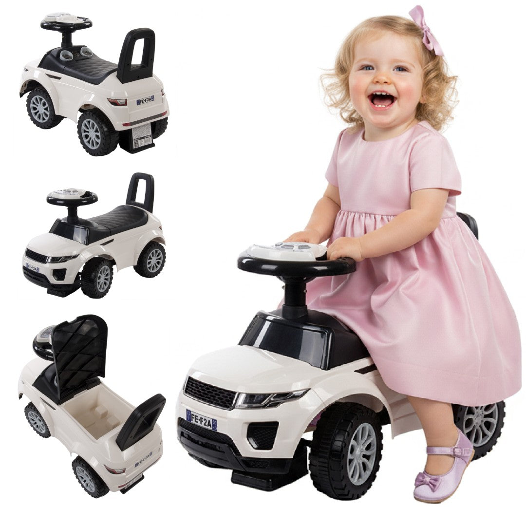 Jeździk dla dziecka pchacz na roczek biały 12m+