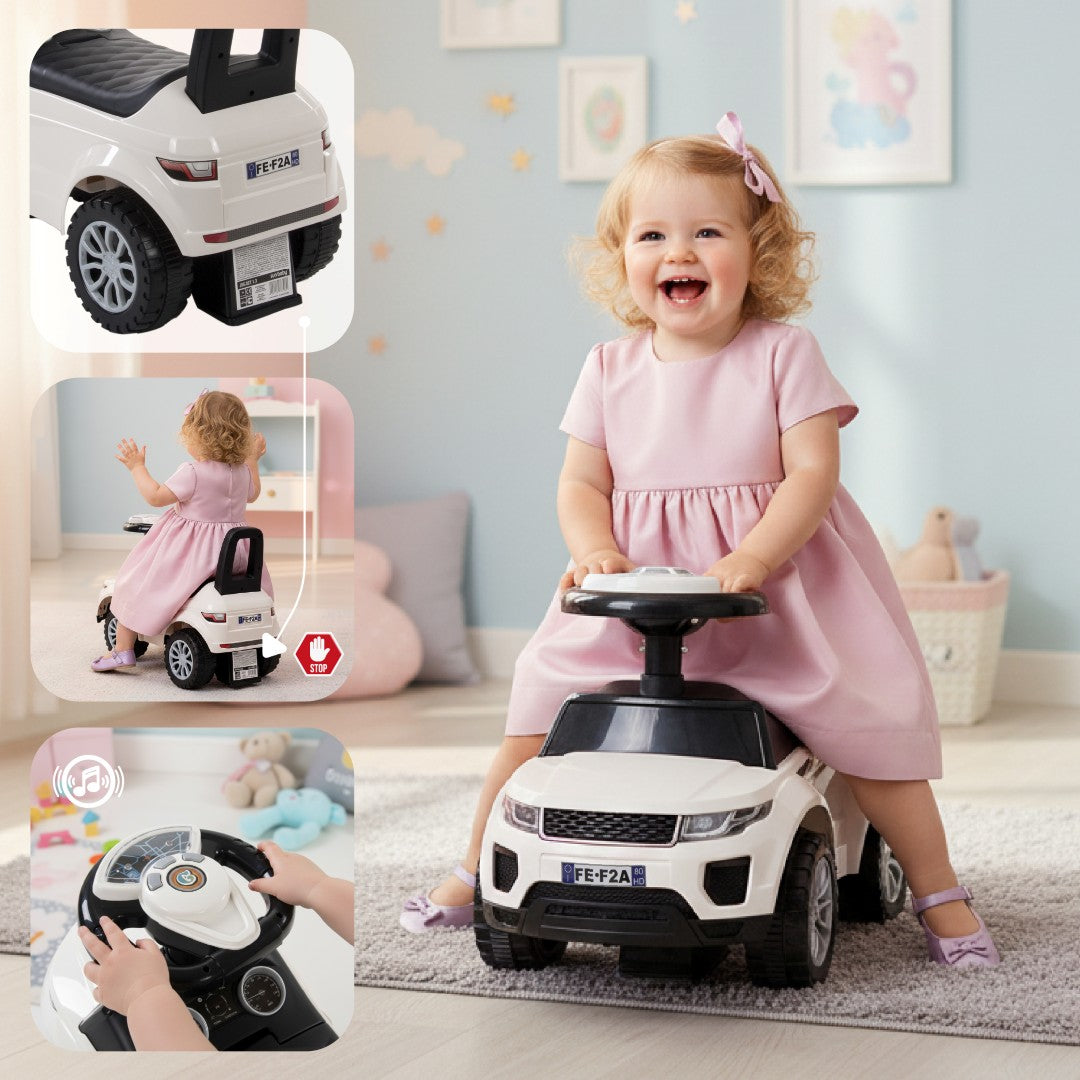 Jeździk dla dziecka pchacz na roczek biały 12m+