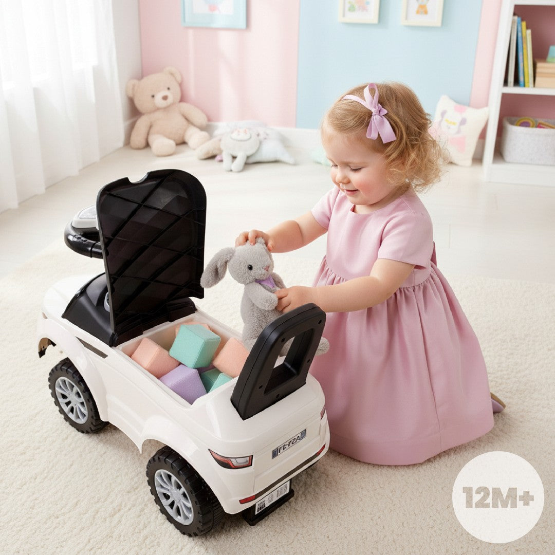 Jeździk dla dziecka pchacz na roczek biały 12m+