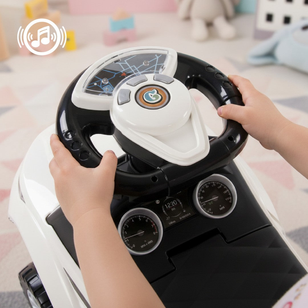 Jeździk dla dziecka pchacz na roczek biały 12m+