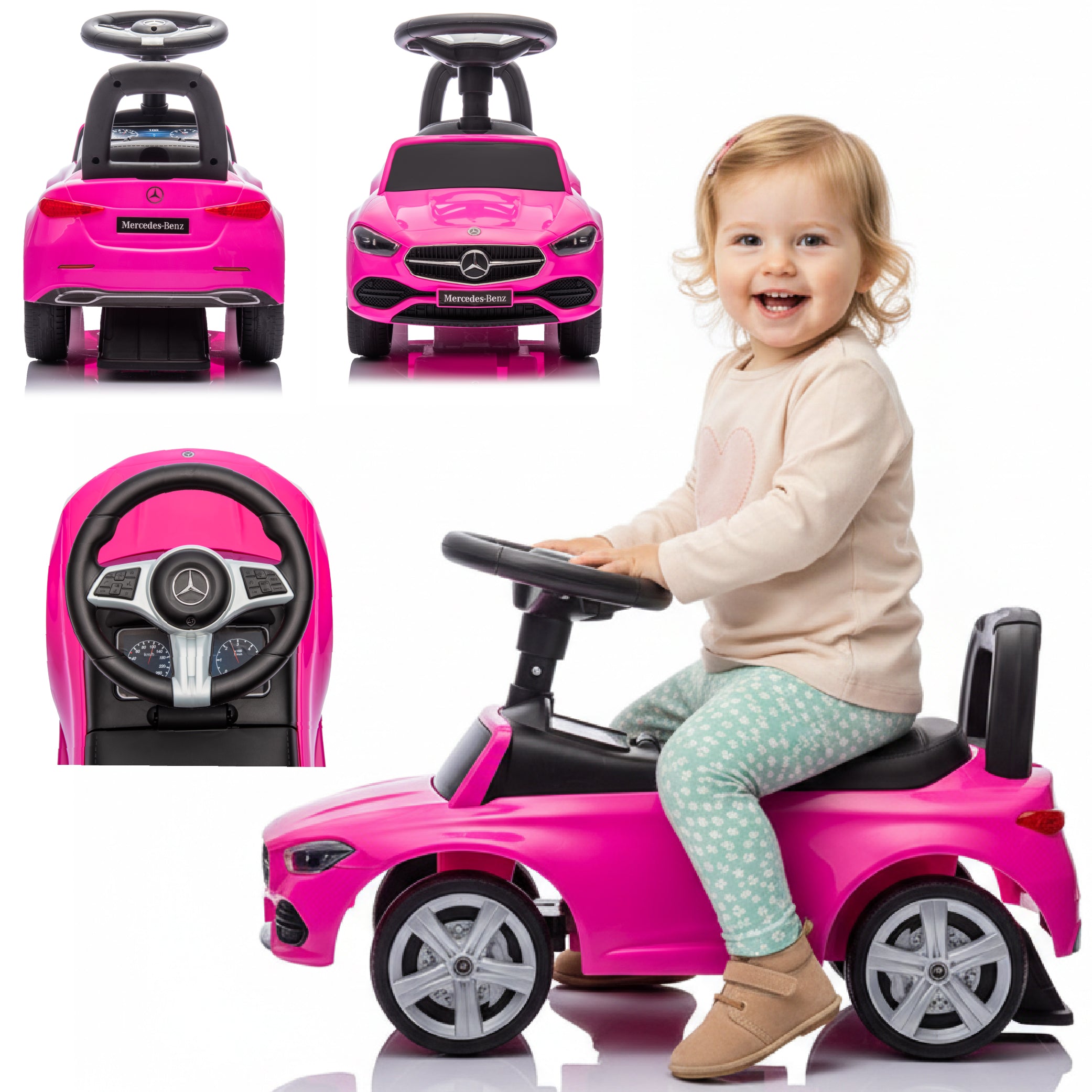 Jeździk pchacz chodzik dla dzieci Mercedes C-Class różowy