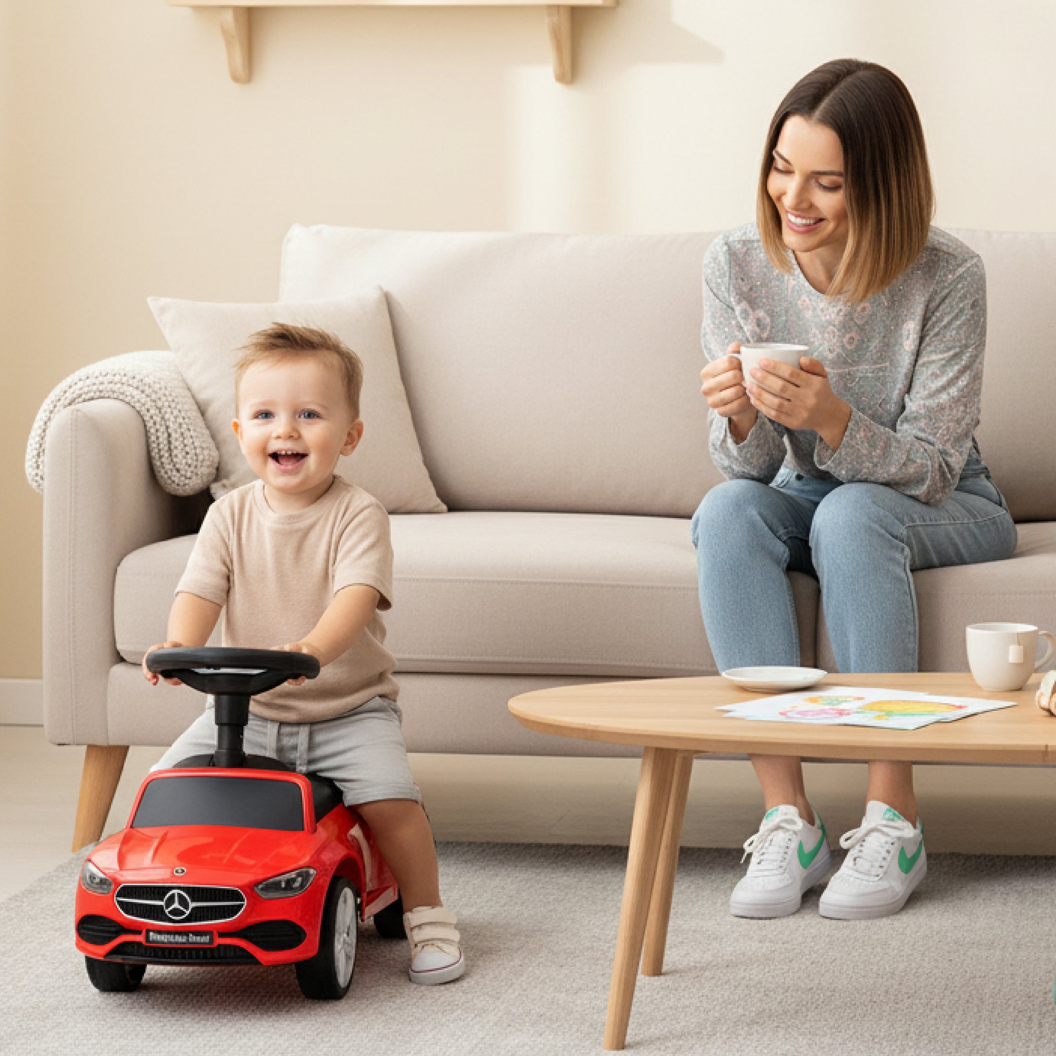 Mercedes C-Klasse roter Sun Baby Kinderwagen