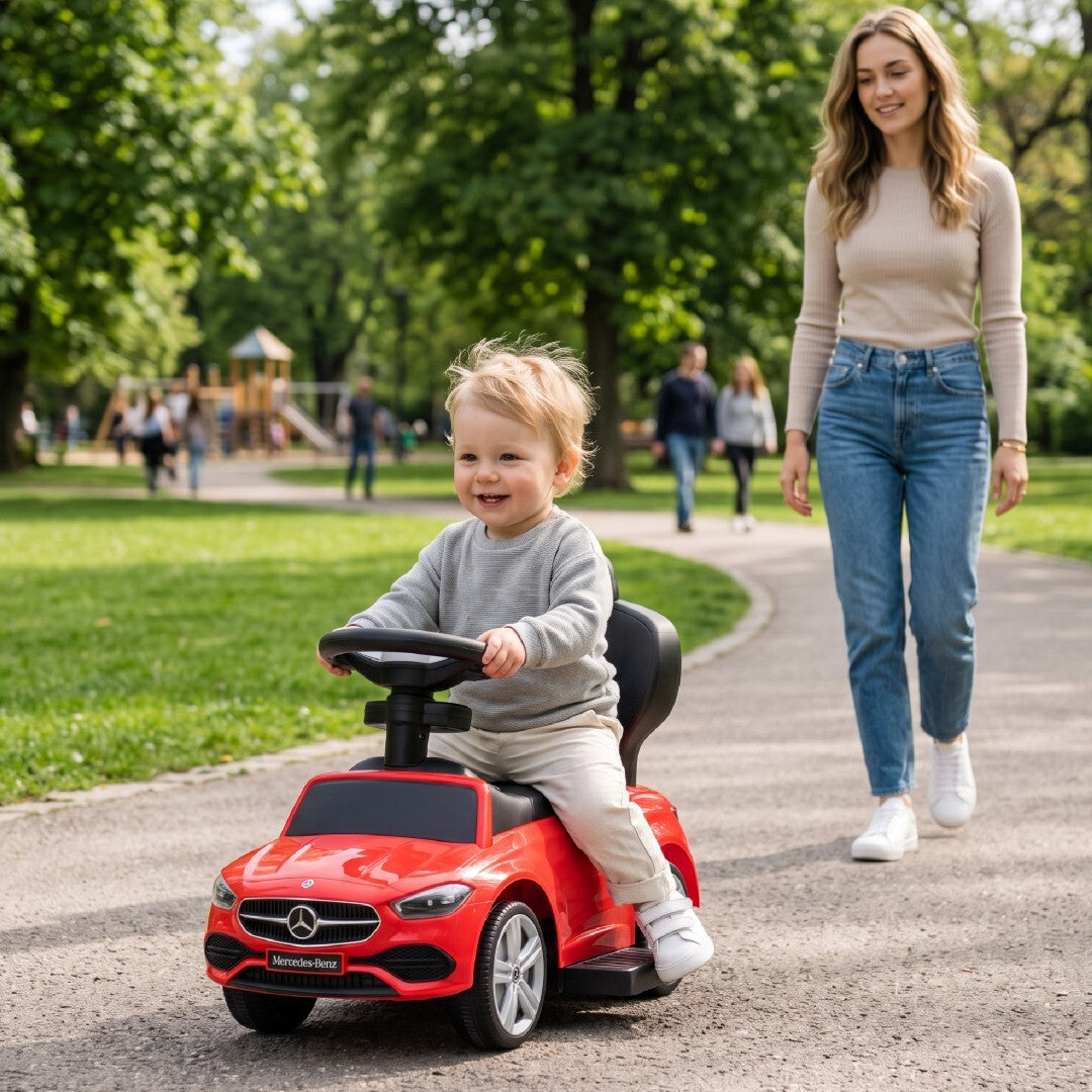 Mercedes C-Klasse Babywalker mit Schieber und Fußstütze, rot, Sun Baby