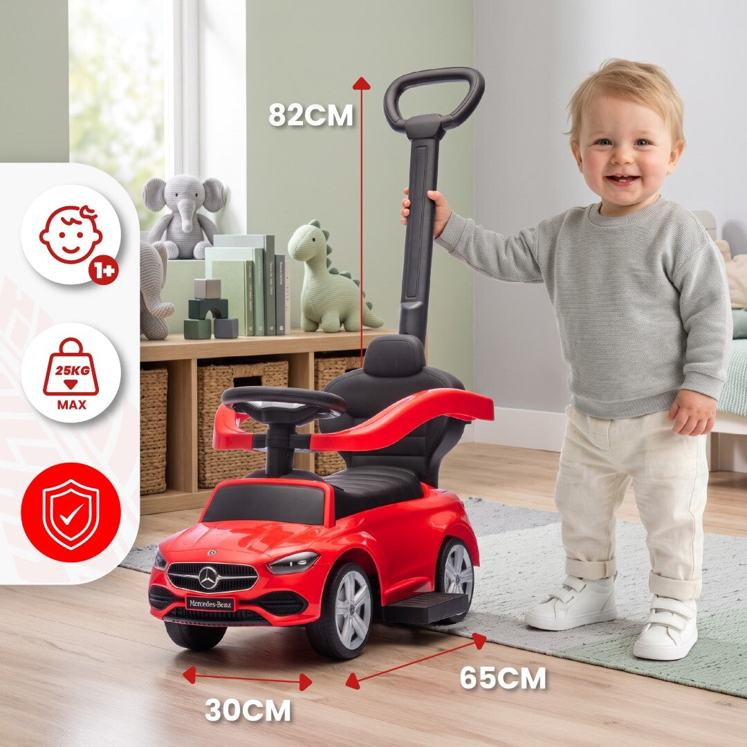 Mercedes C-Klasse Babywalker mit Schieber und Fußstütze, rot, Sun Baby