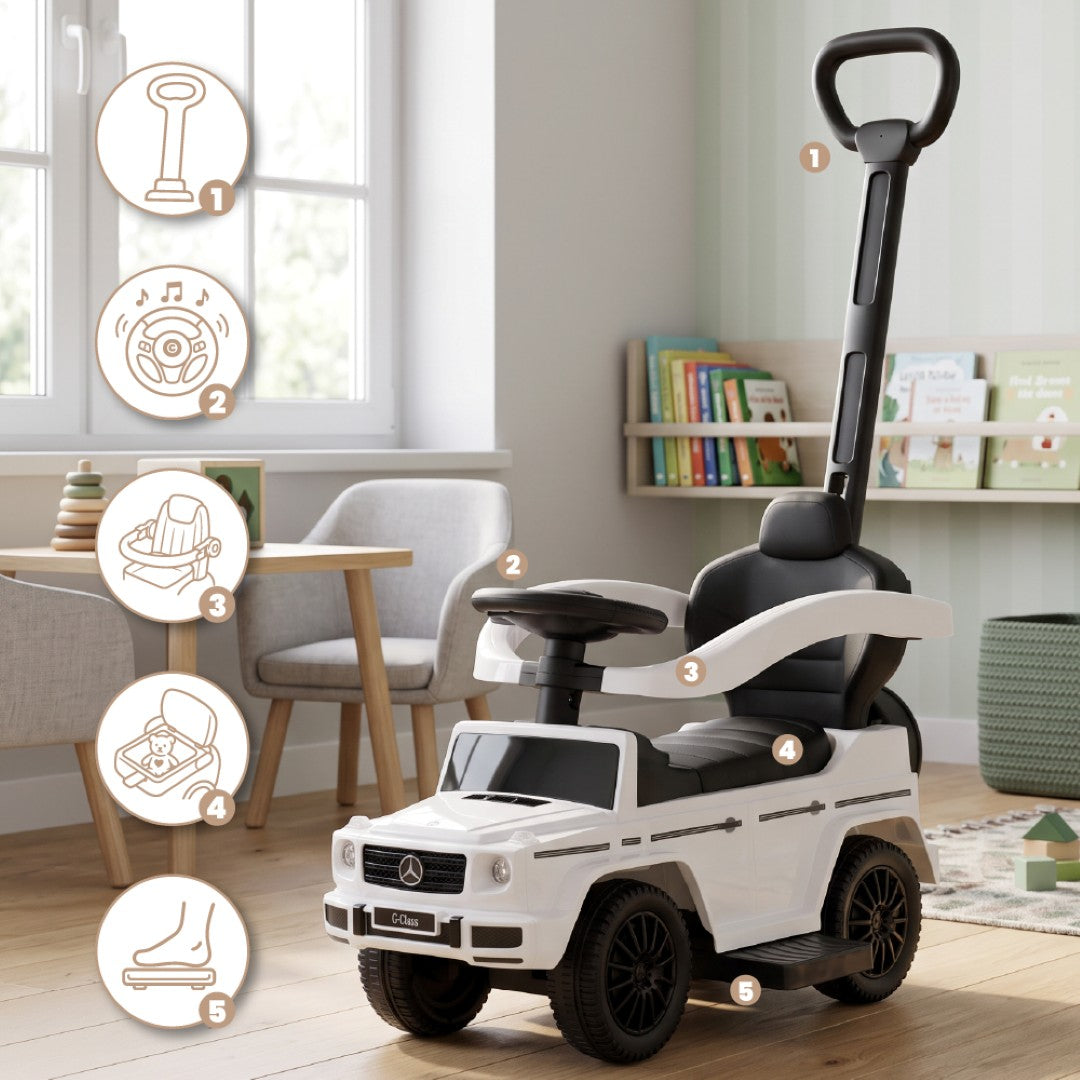 Ride-on pusher baby walker Mercedes Benz G Class white