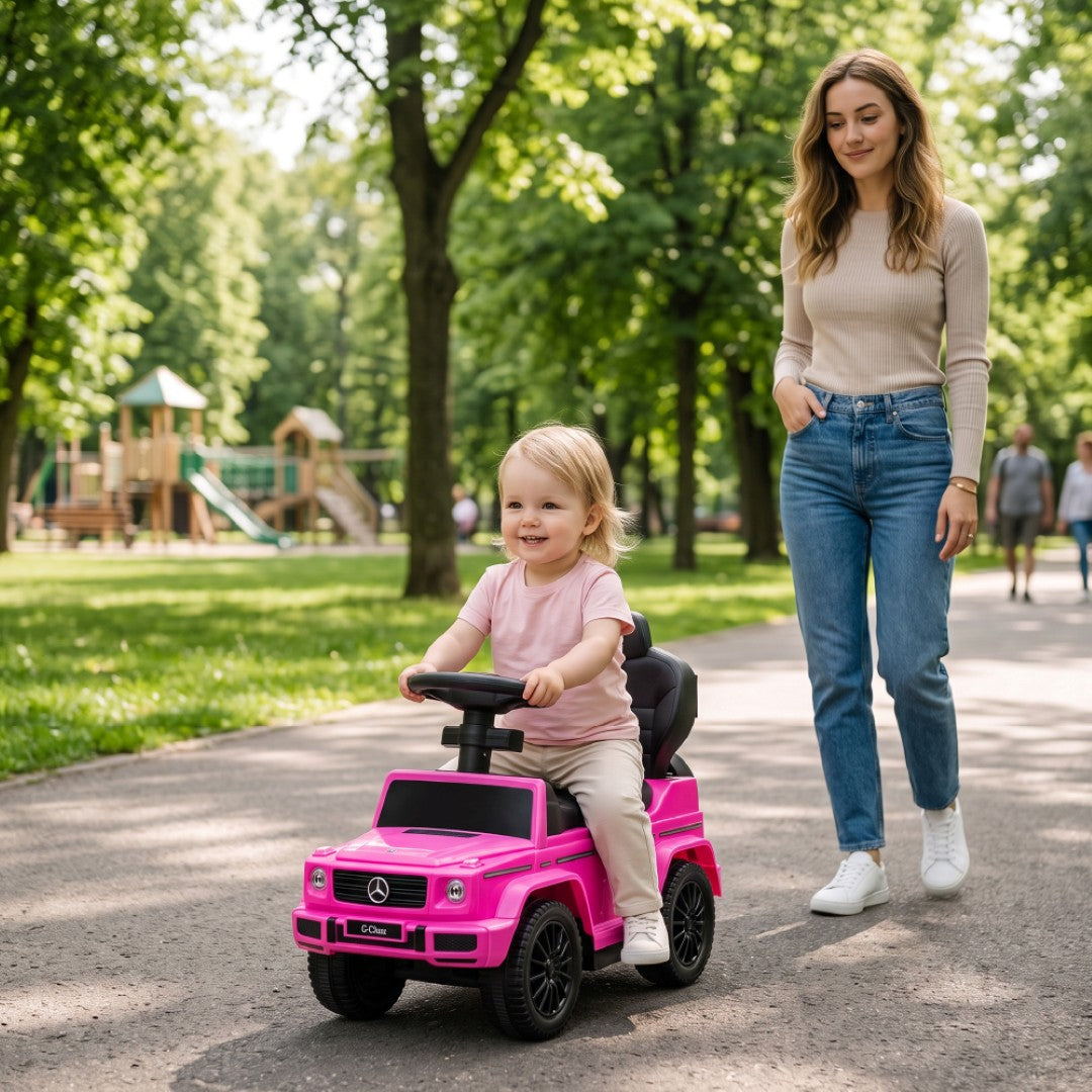 Ride-on car with pusher Mercedes Benz class fuchsia