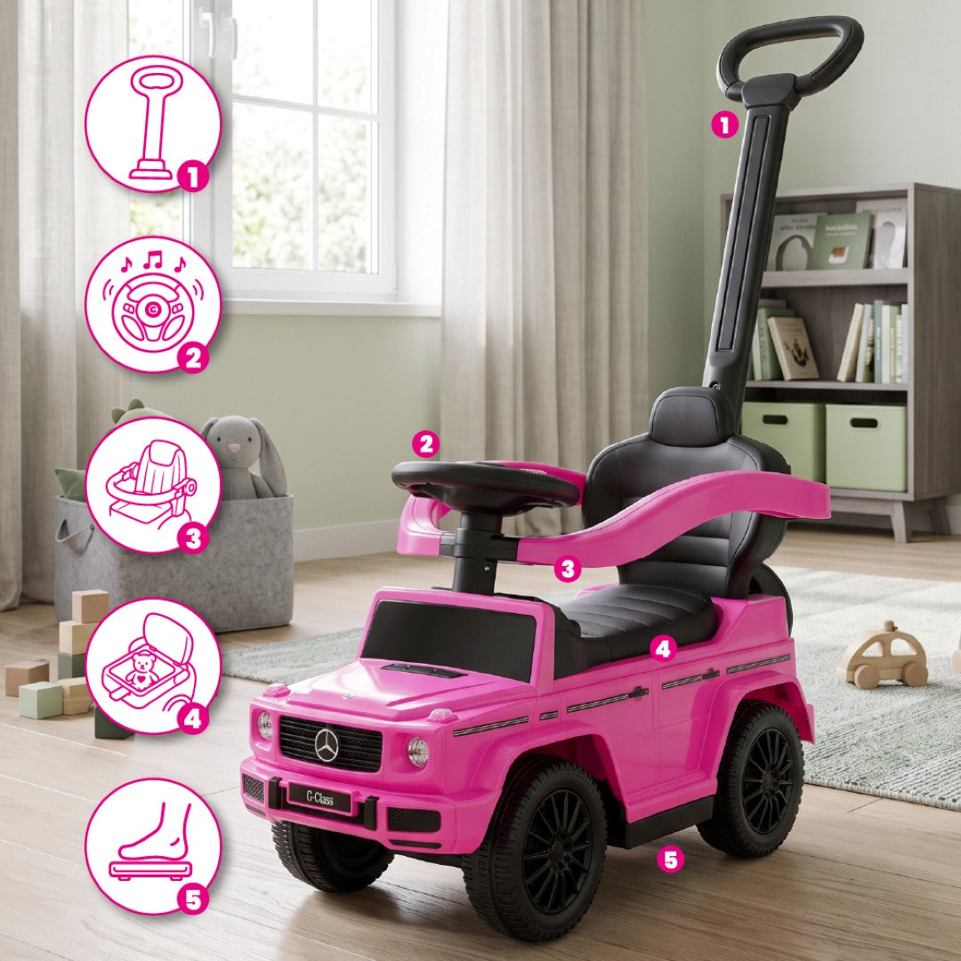 Ride-on car with pusher Mercedes Benz class fuchsia